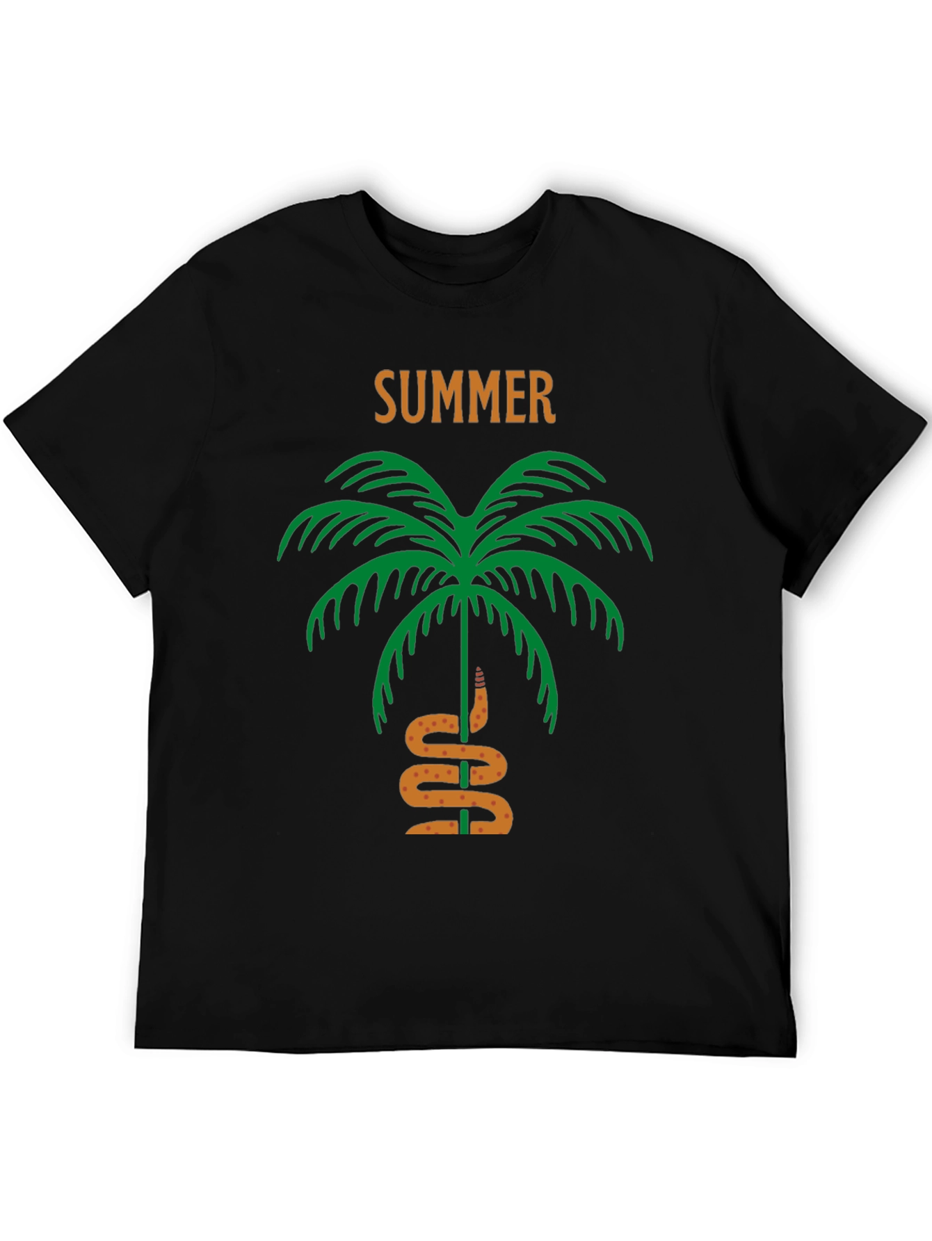 Summer Palm Tree & Snake Black T-Shirt