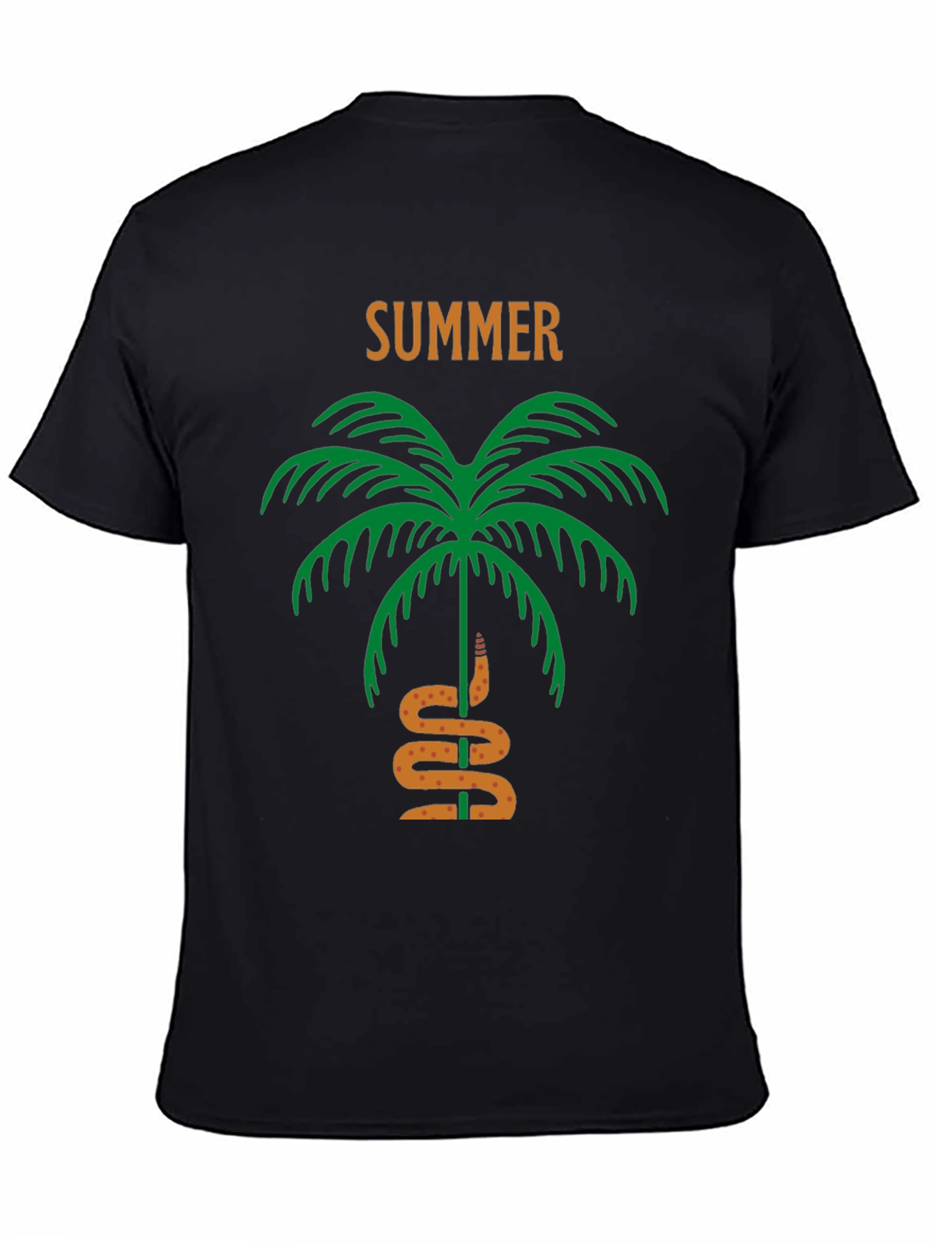 Summer Palm Tree & Snake Black T-Shirt
