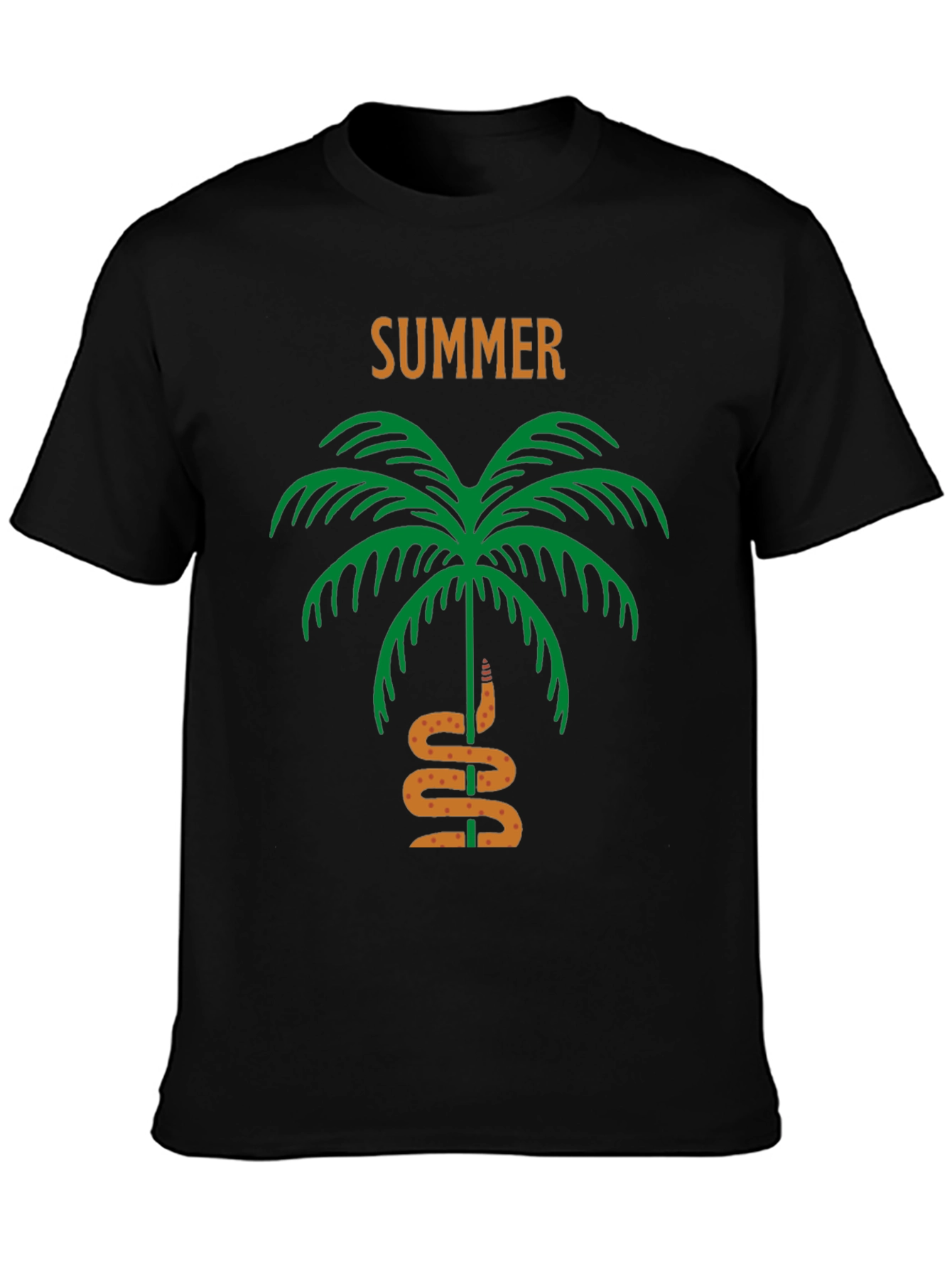Summer Palm Tree & Snake Black T-Shirt