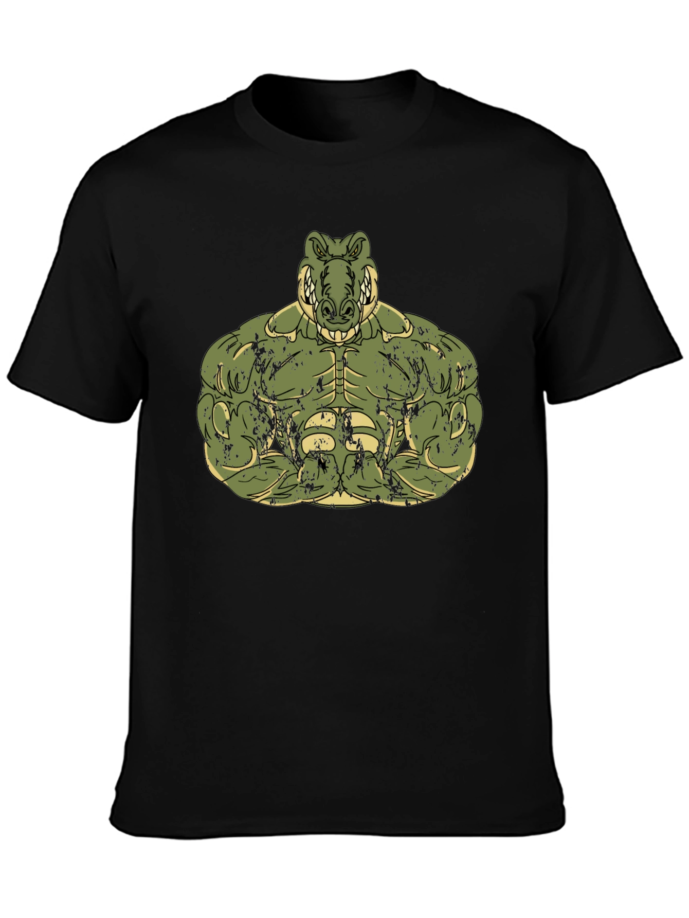 Muscle Alligator Graphic Tee - Black Cotton