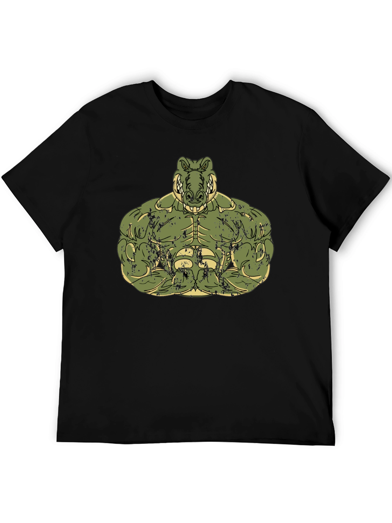 Muscle Alligator Graphic Tee - Black Cotton