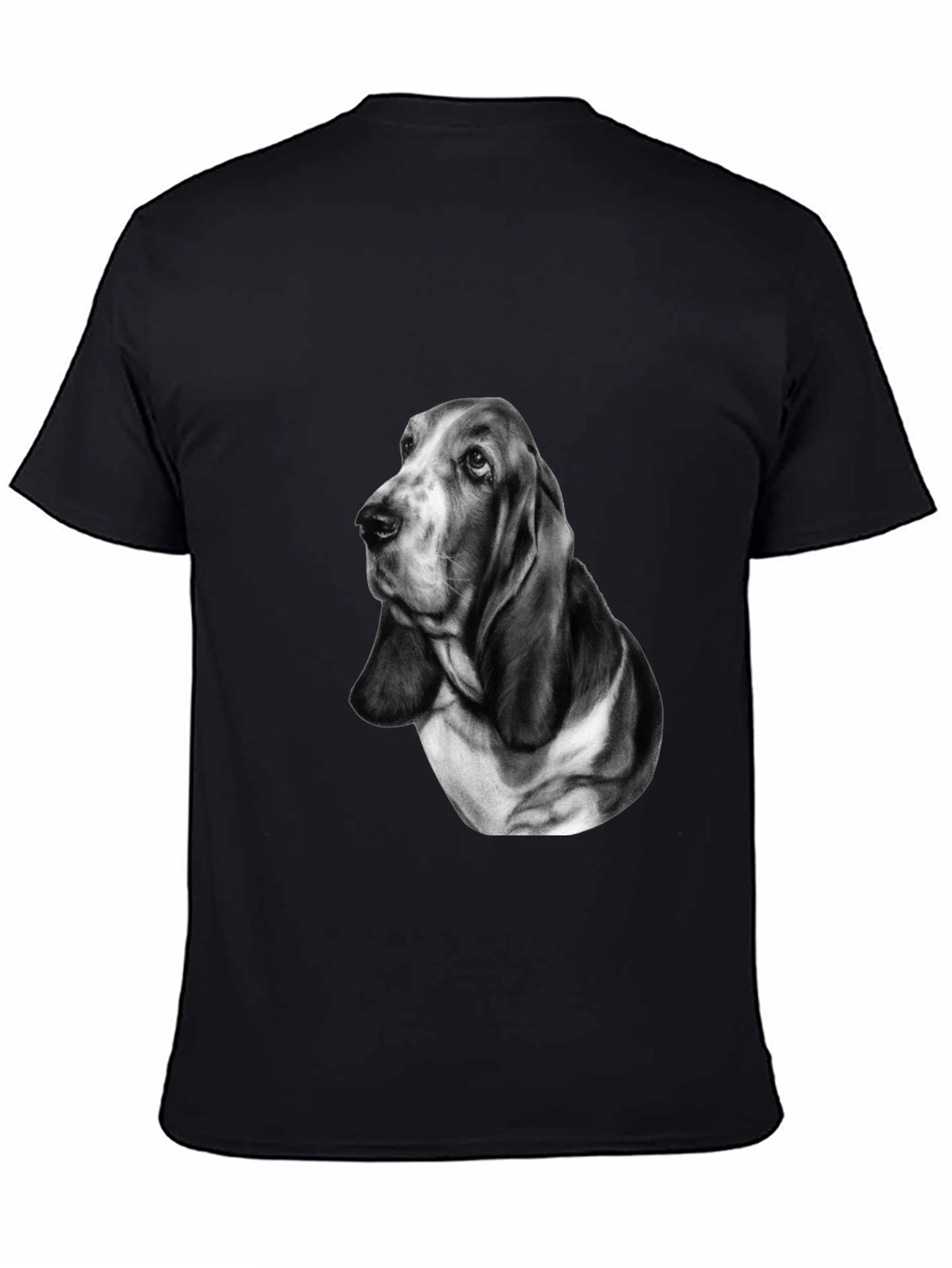 Basset Hound Dog Graphic Print Tee - Black