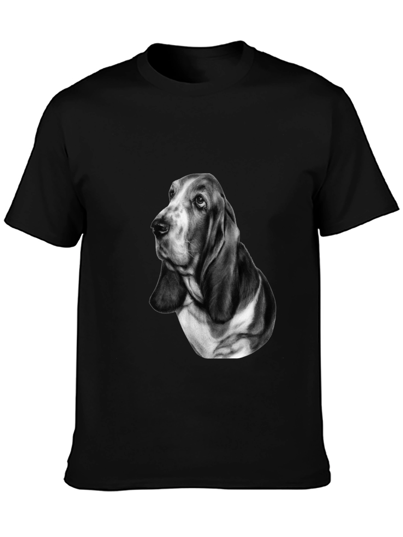 Basset Hound Dog Graphic Print Tee - Black