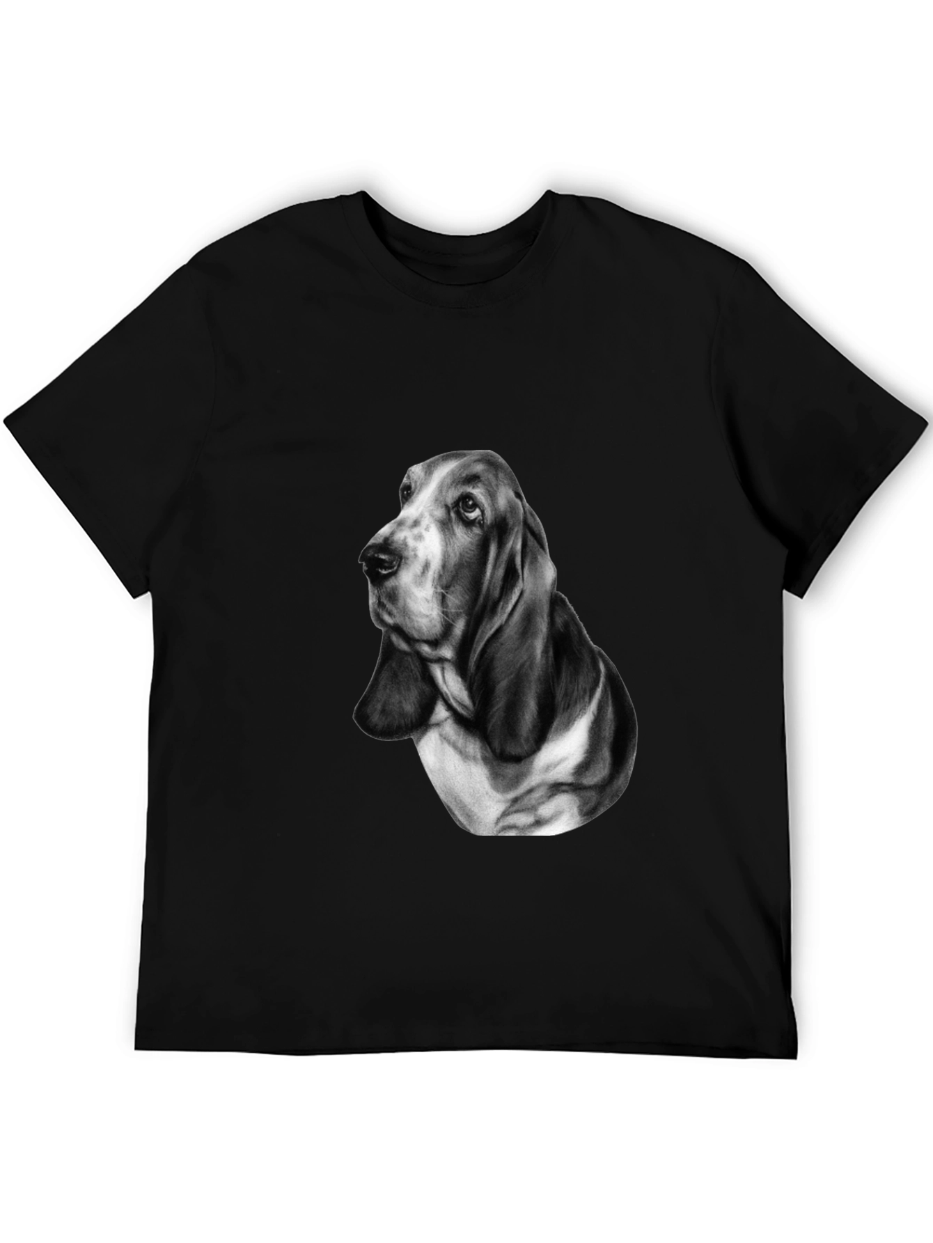 Basset Hound Dog Graphic Print Tee - Black