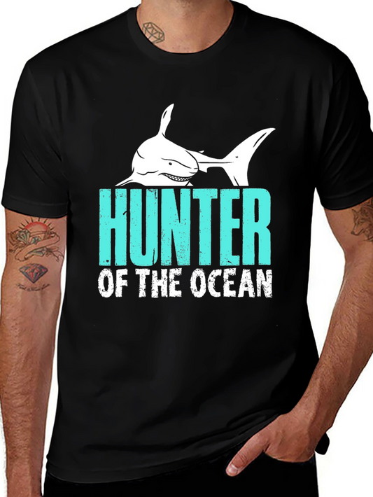 Hunter of the Ocean Graphic T-Shirt - Black Cotton Tee