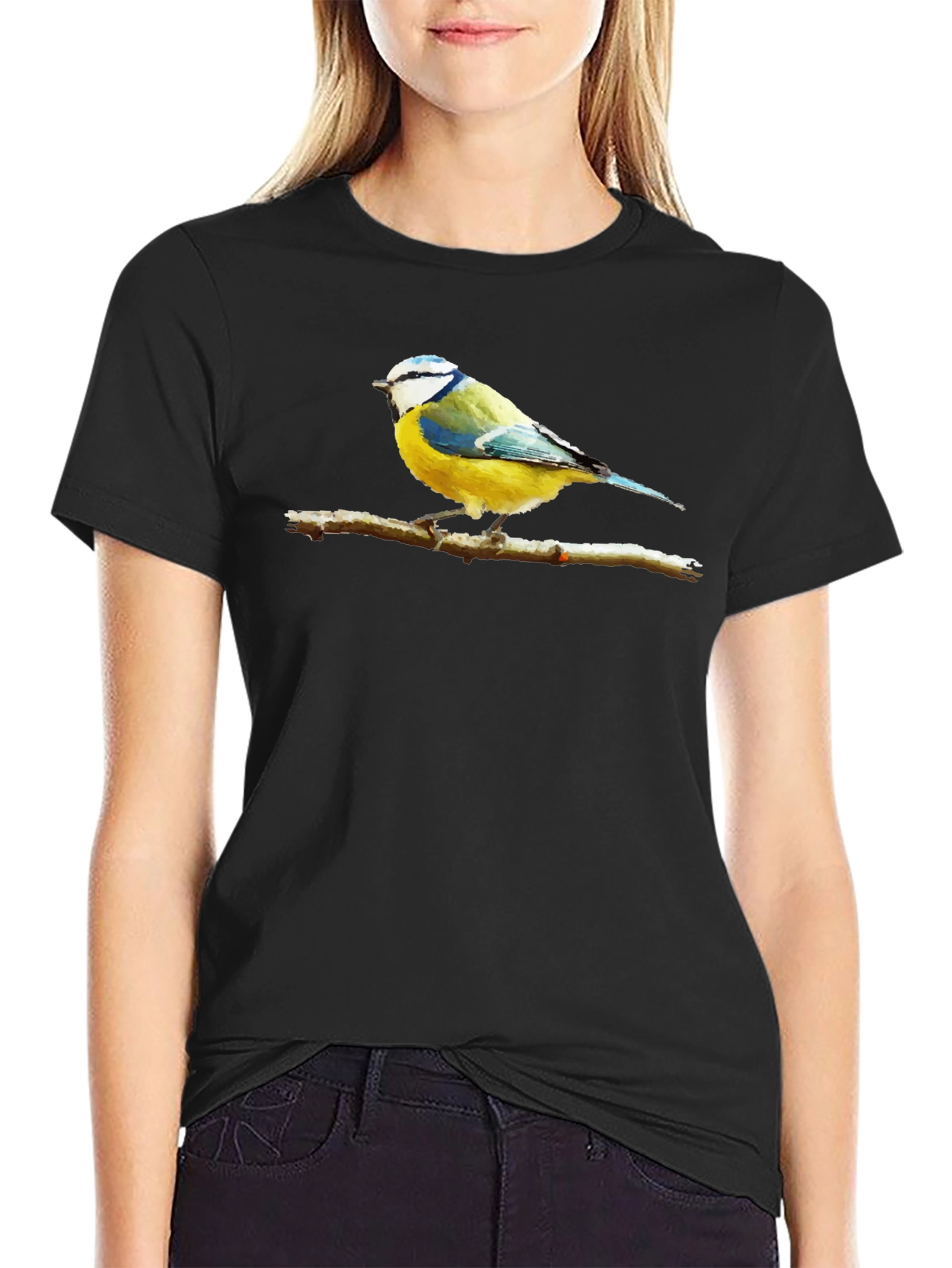 Bird on Branch Graphic Black T-Shirt