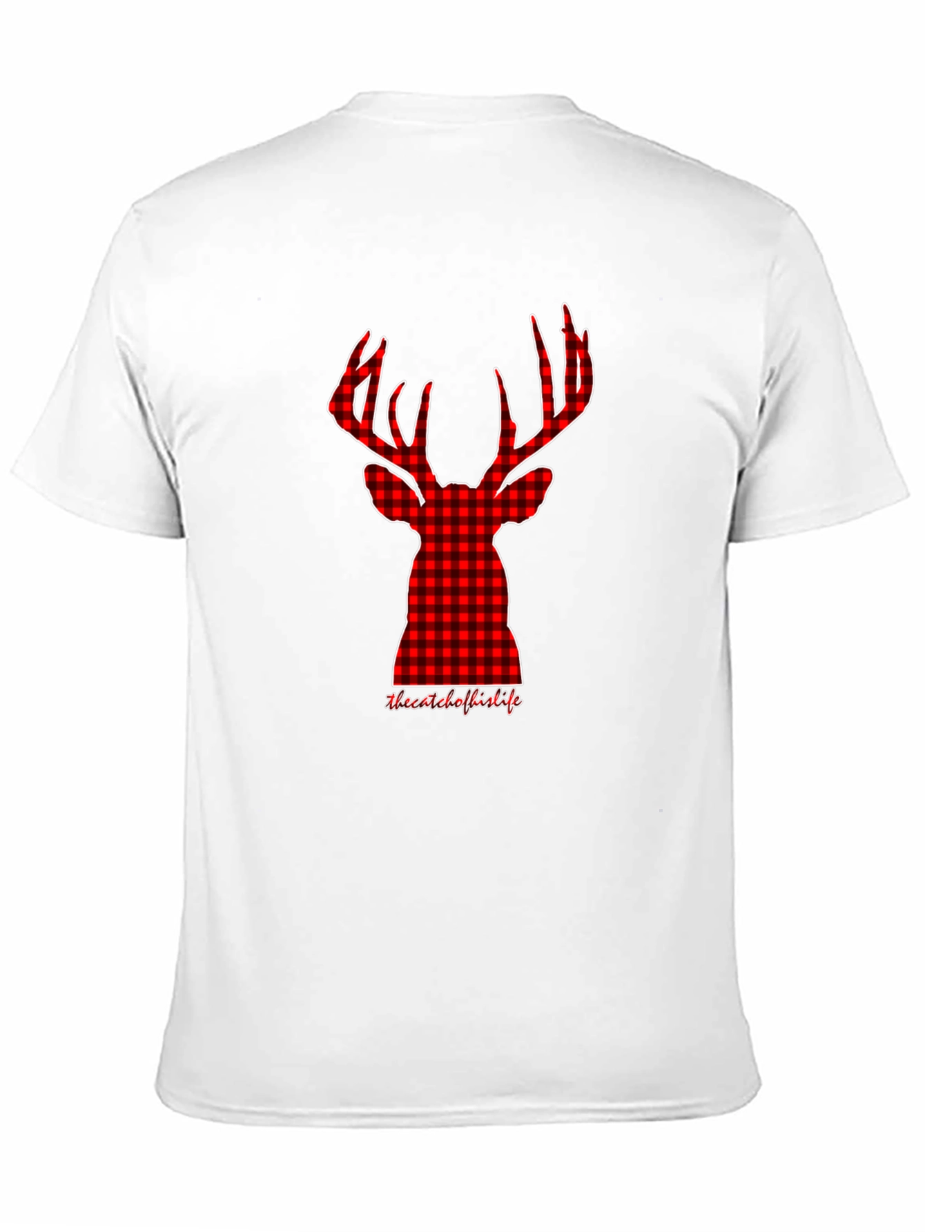 Red Plaid Deer Head Graphic Tee