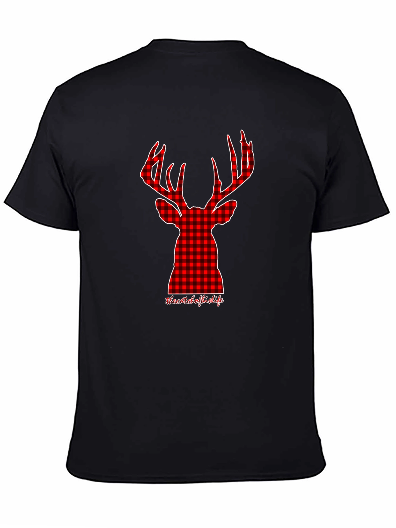 Red Plaid Deer Head Graphic Tee