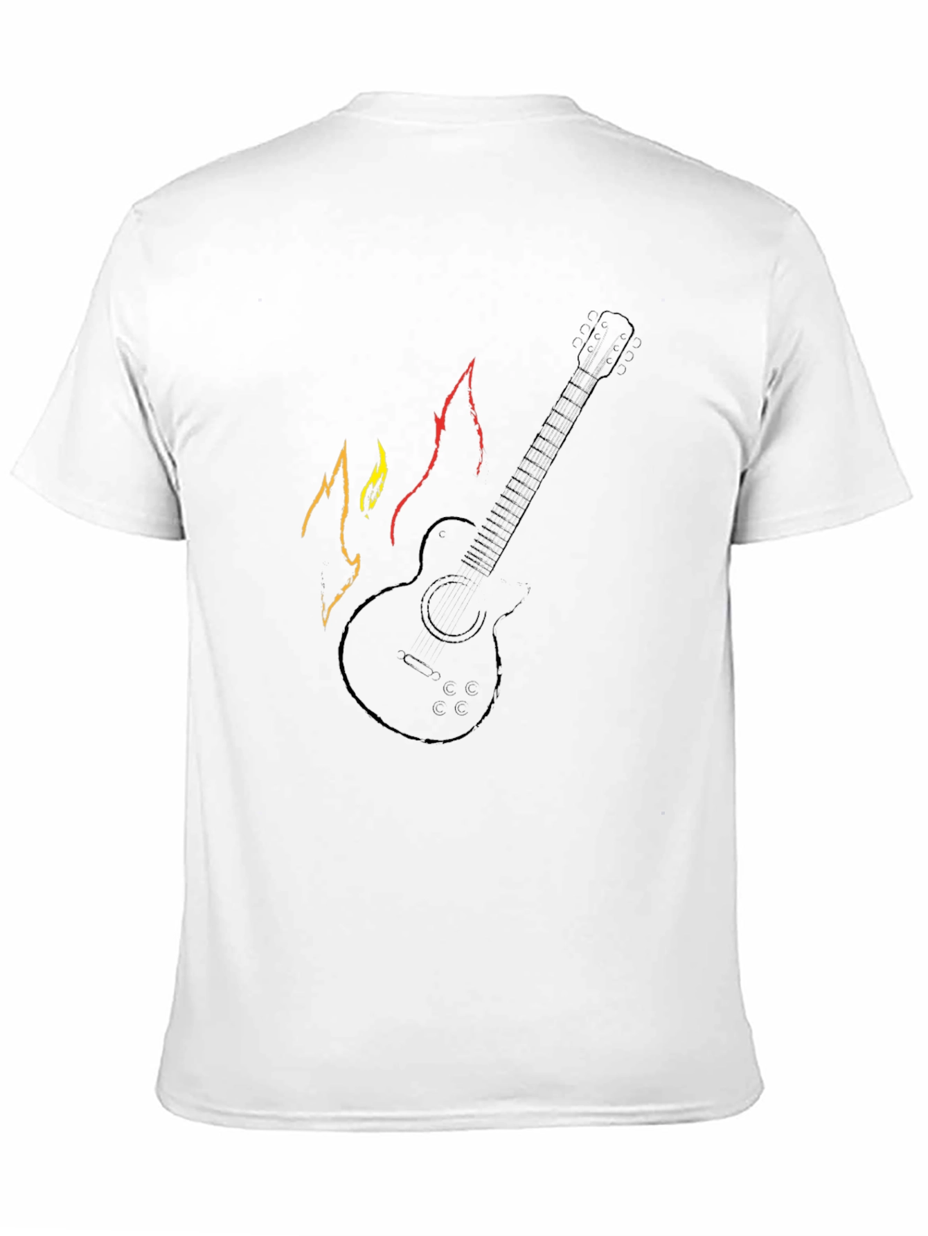 Guitar with Flames Graphic Tee - Black
