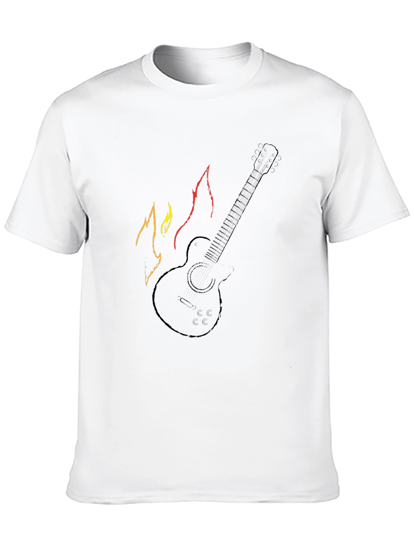 Guitar with Flames Graphic Tee - Black