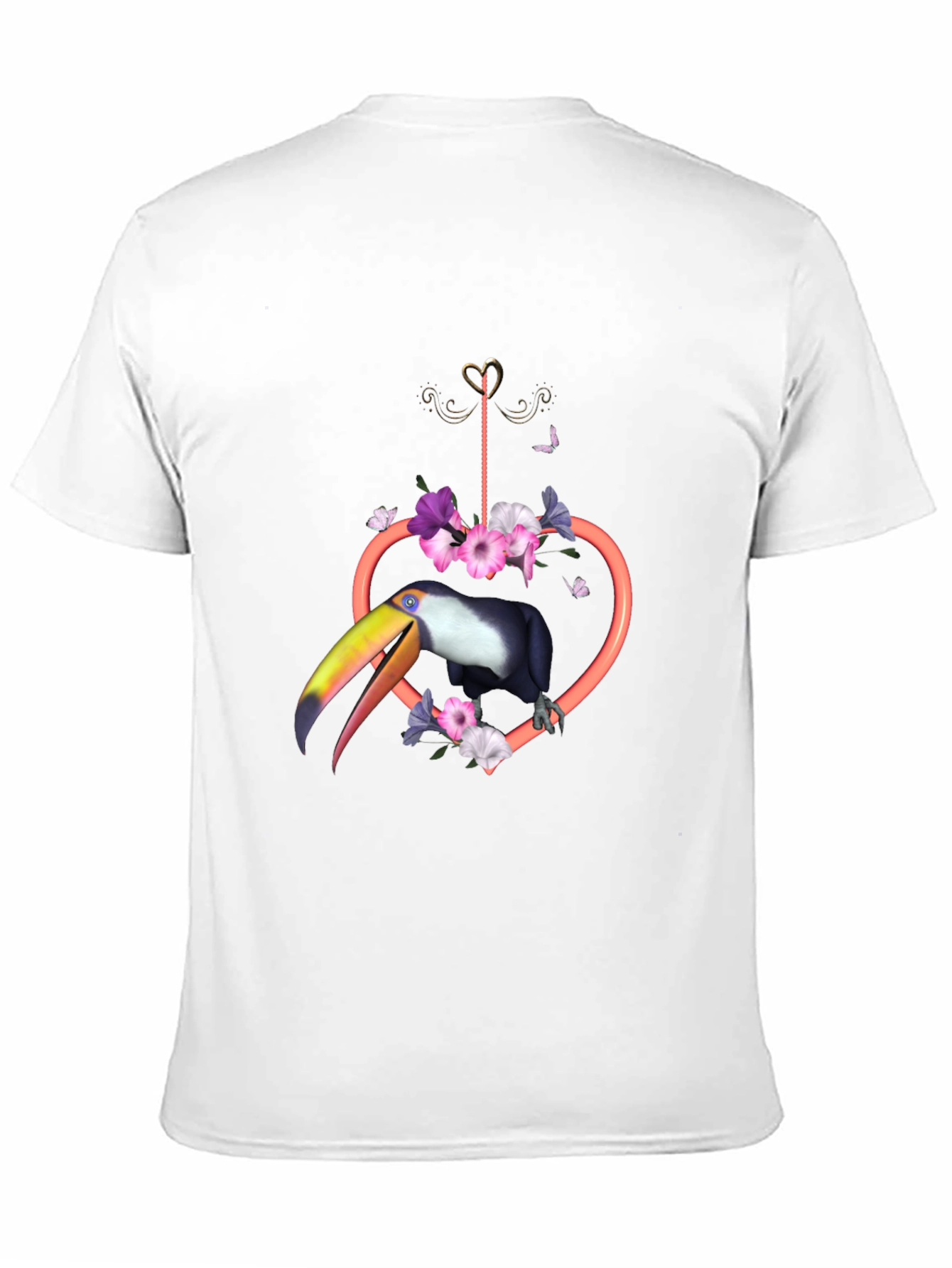 Tropical Toucan Heart Floral Graphic Tee