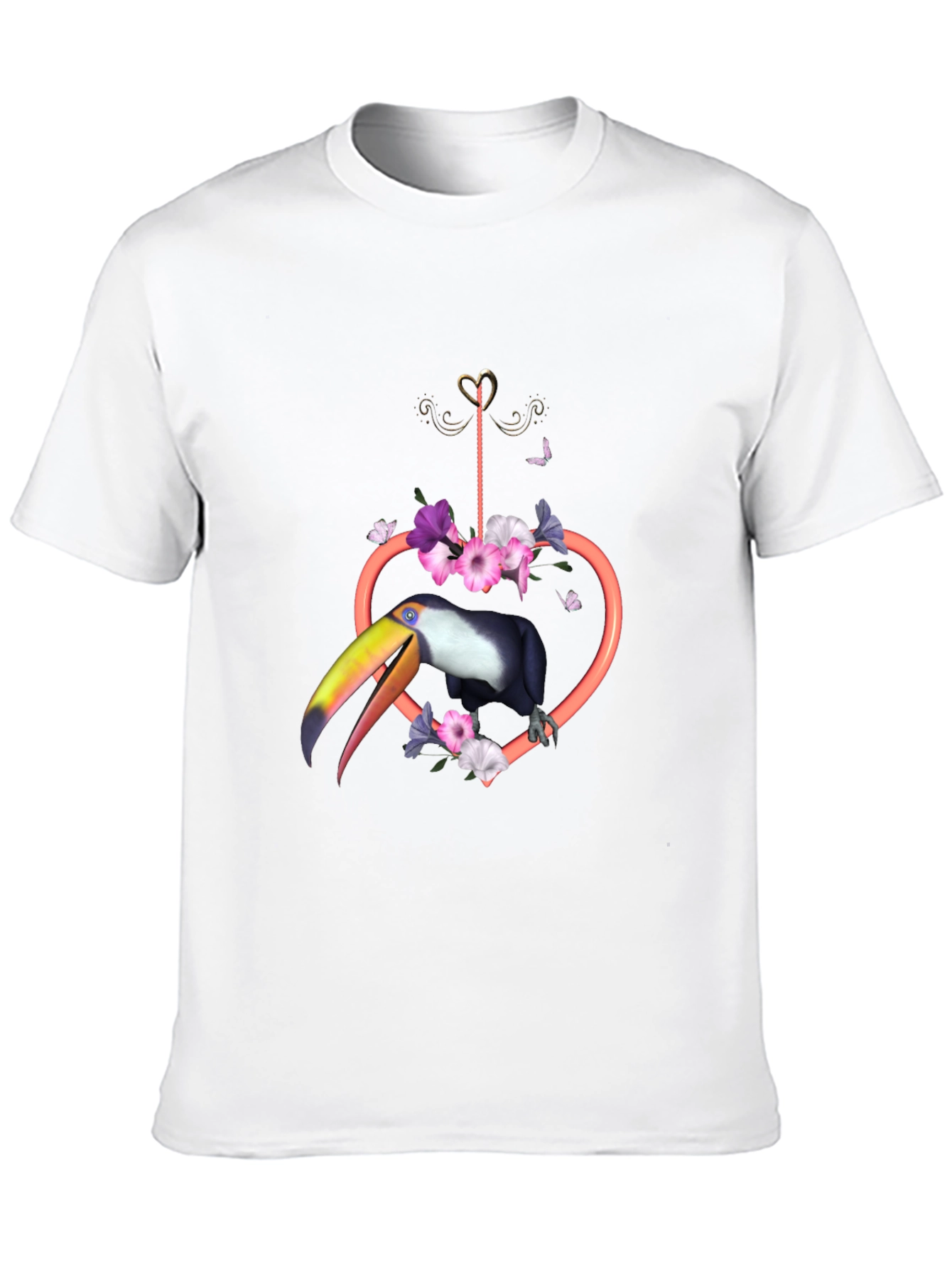Tropical Toucan Heart Floral Graphic Tee