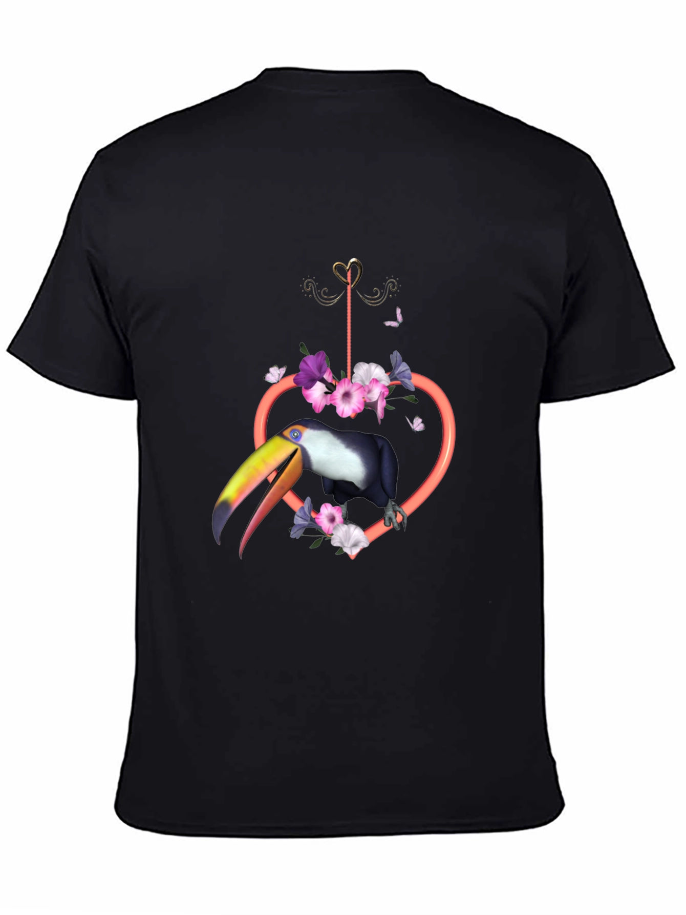 Tropical Toucan Heart Floral Graphic Tee