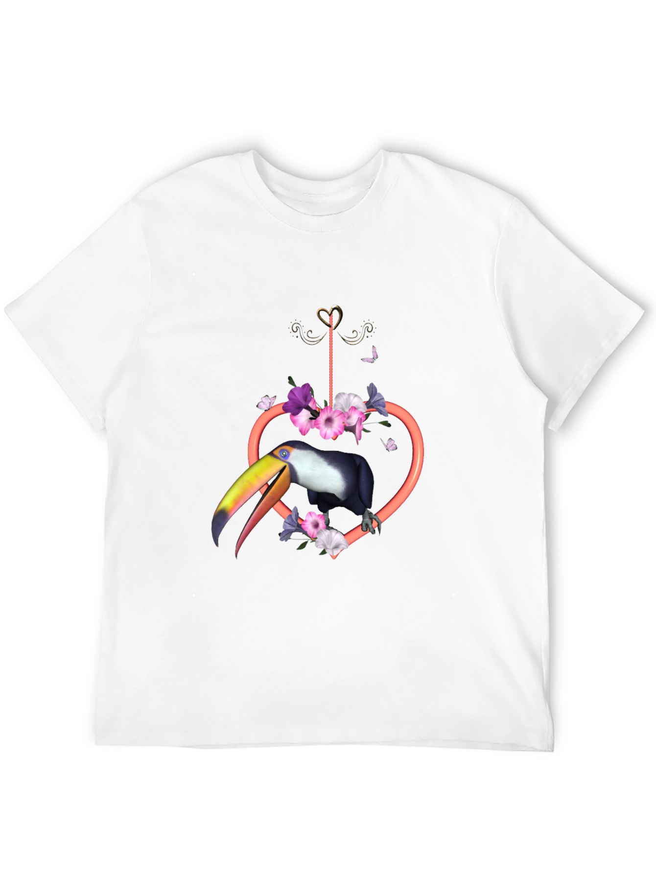 Tropical Toucan Heart Floral Graphic Tee