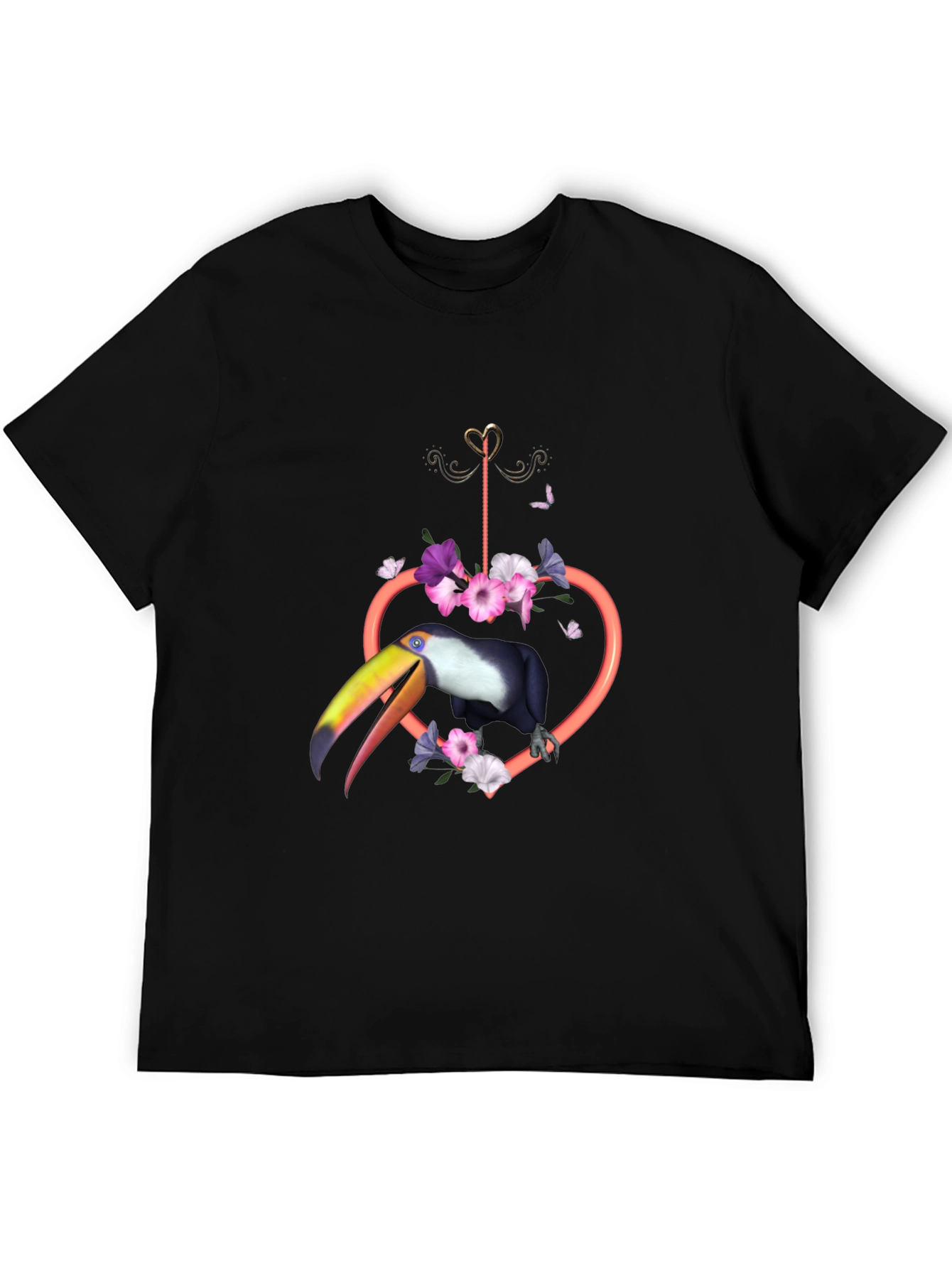 Tropical Toucan Heart Floral Graphic Tee