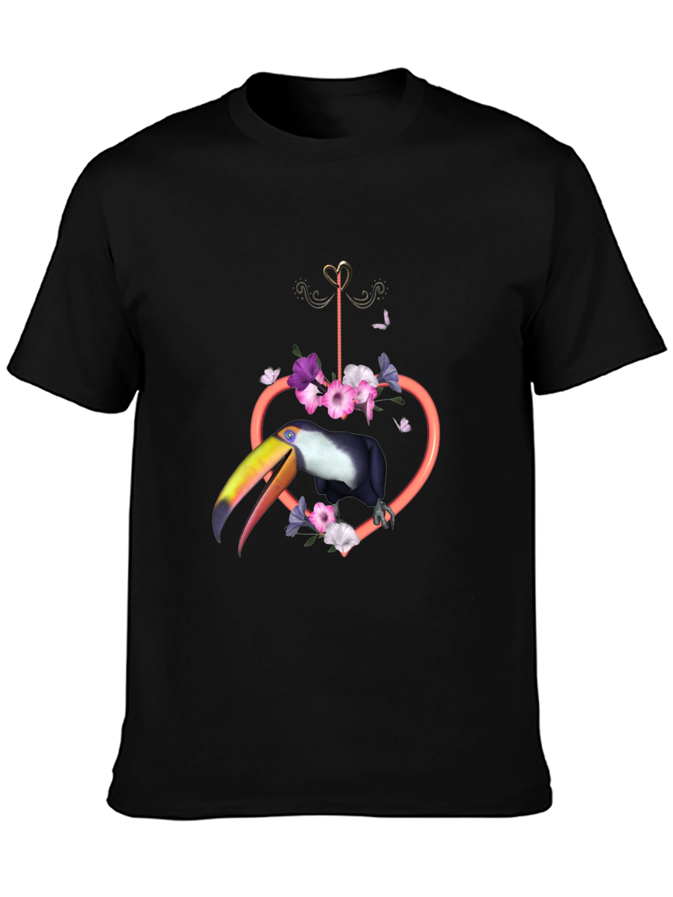 Tropical Toucan Heart Floral Graphic Tee