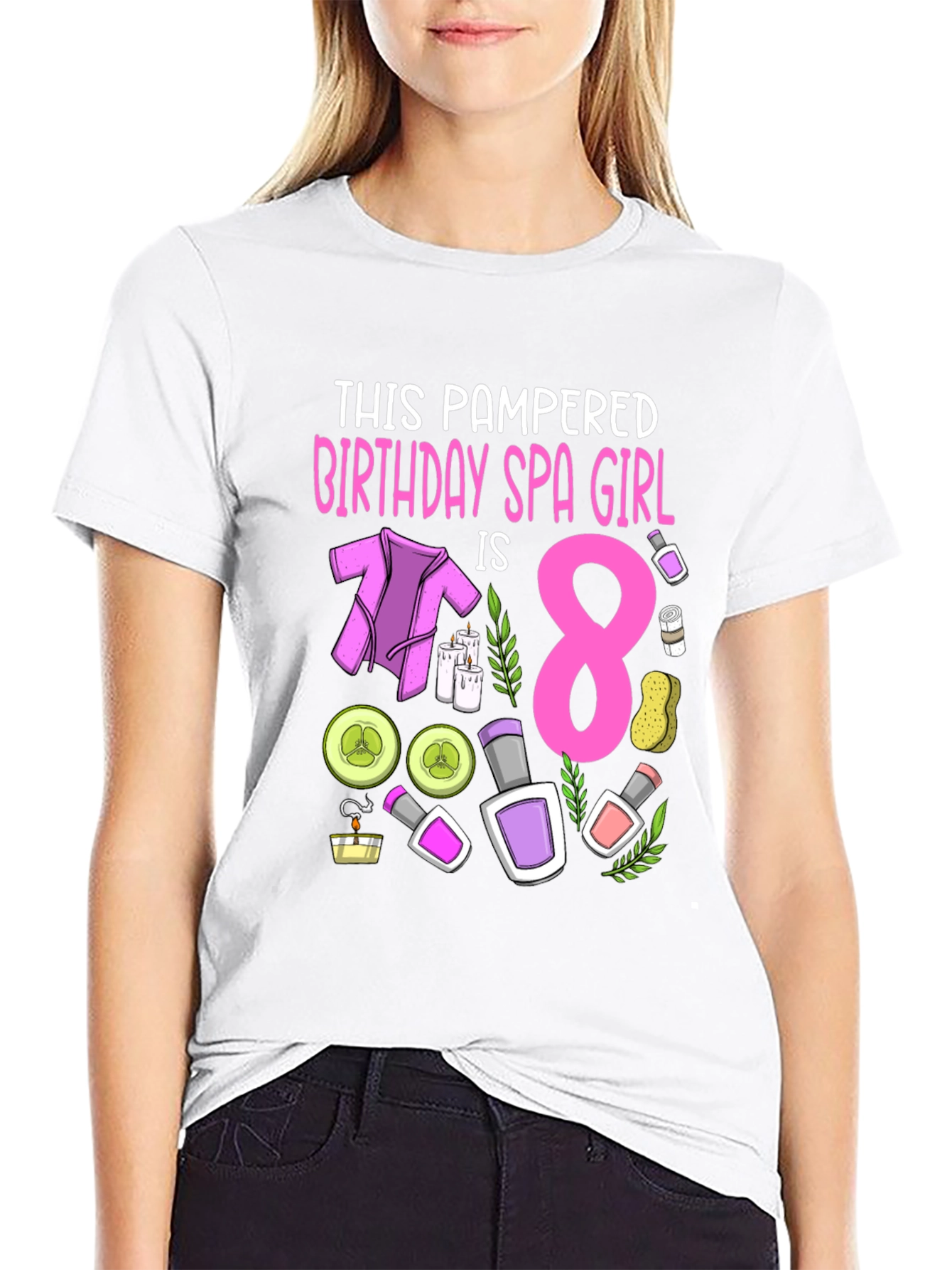 Spa Birthday Girl T-Shirt - Pampered 8 Year Old