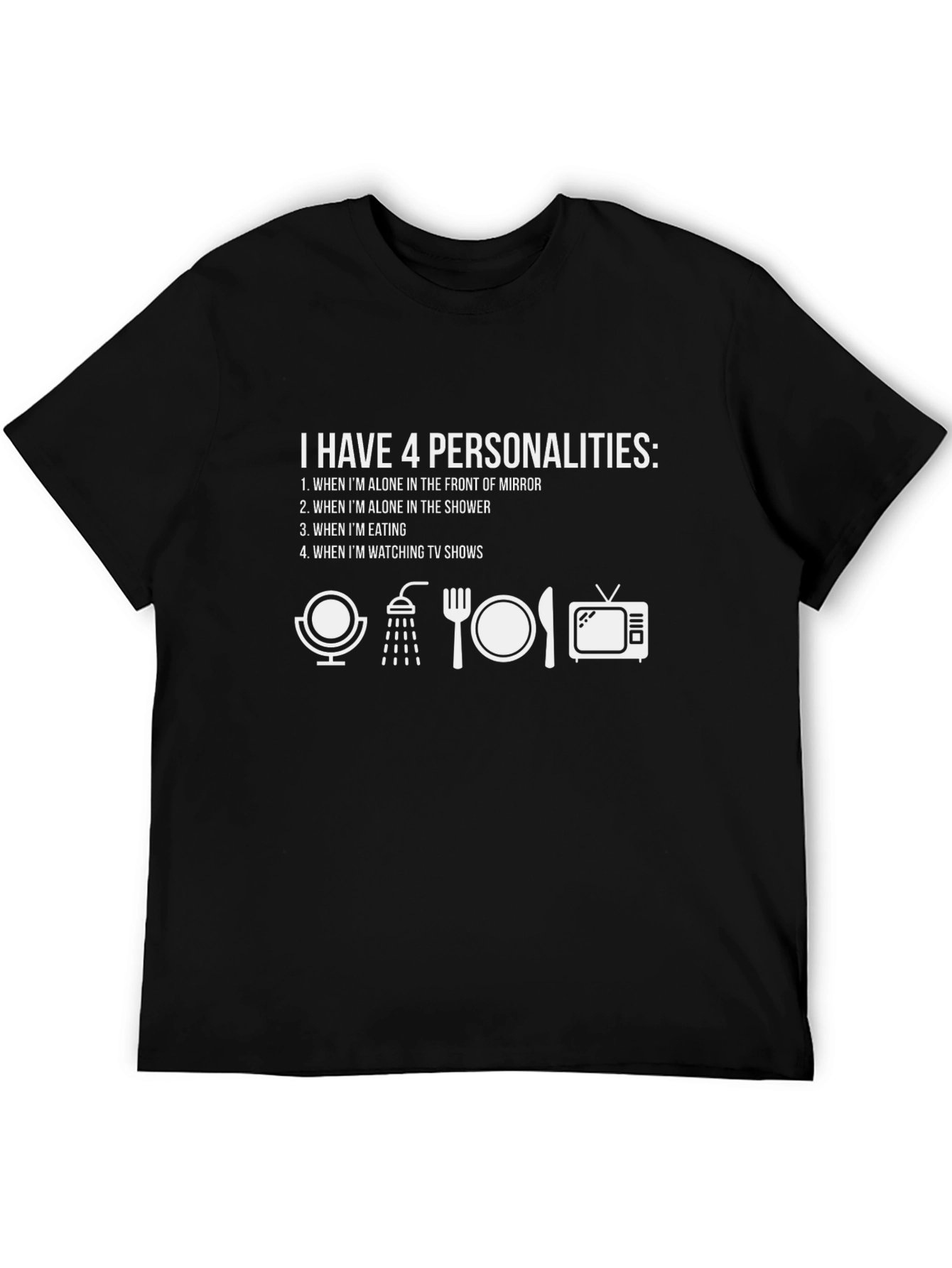4 Personalities Funny Graphic Tee - Black