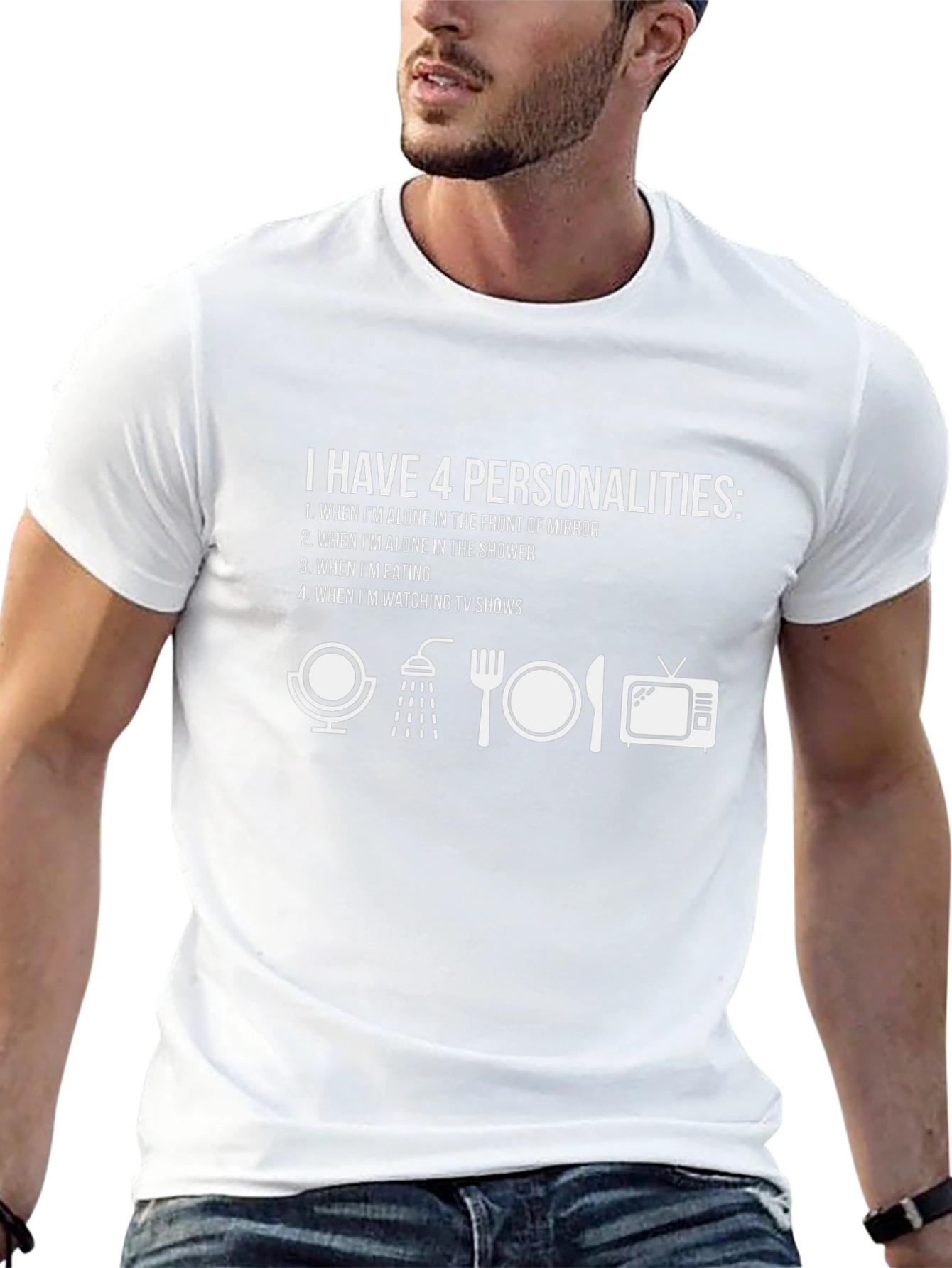 4 Personalities Funny Graphic Tee - Black