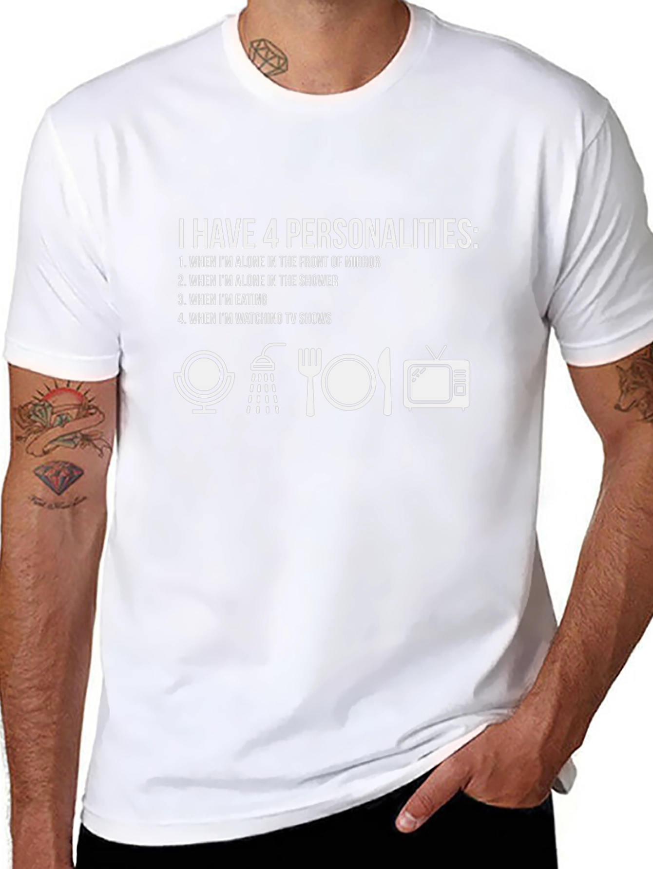 4 Personalities Funny Graphic Tee - Black