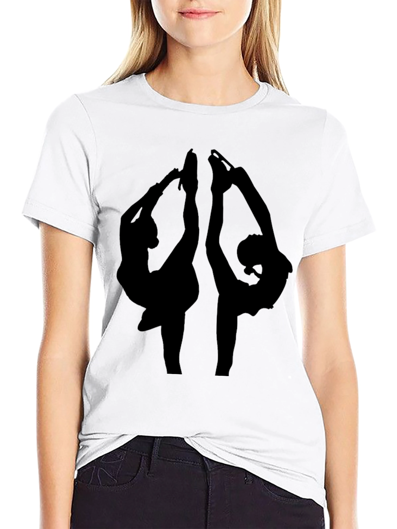 Ice Skating Silhouette Graphic Tee - Black