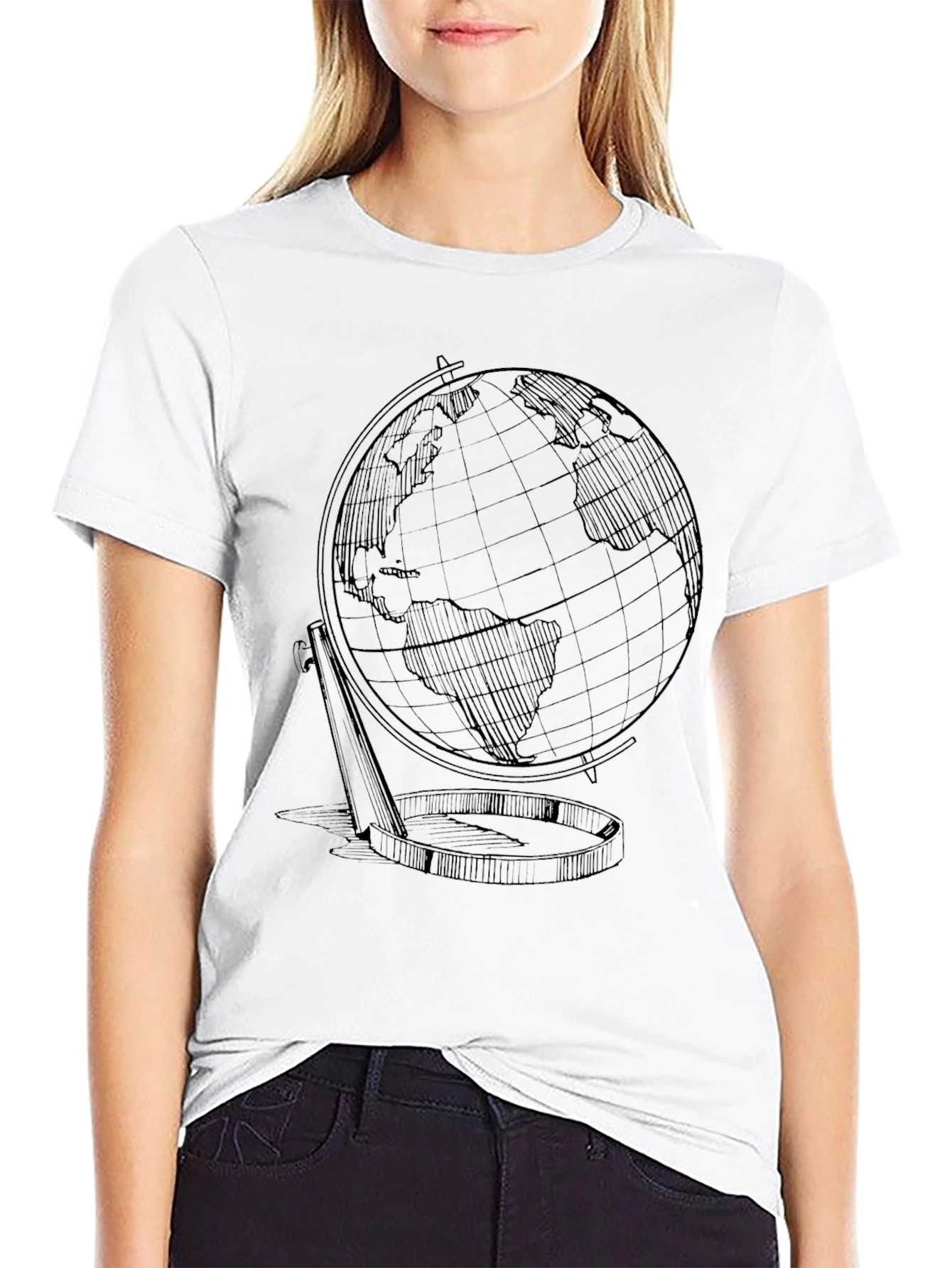 Globe Sketch Graphic T-Shirt - Classic Earth Design