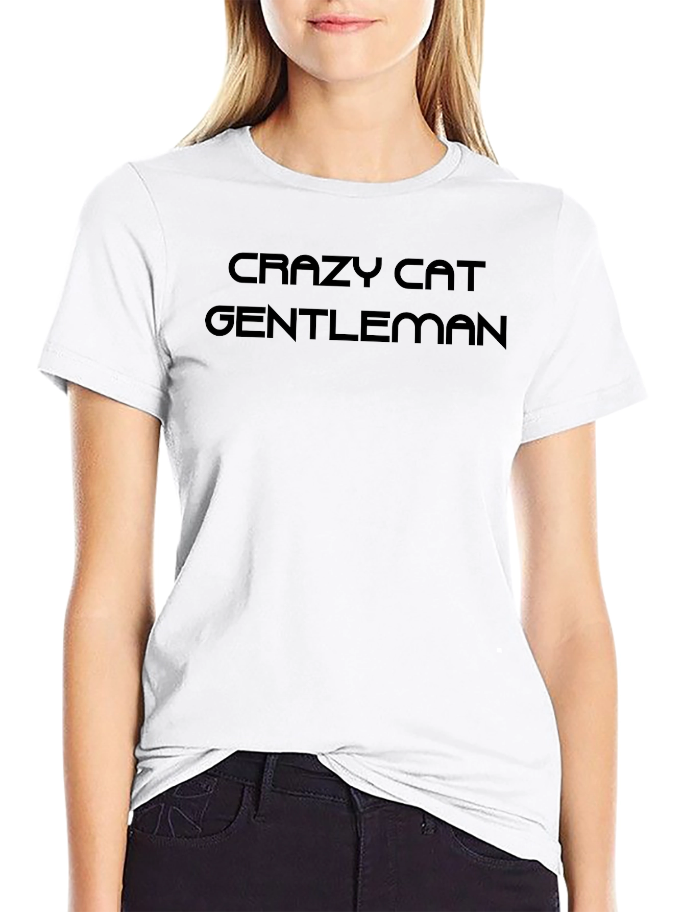 Crazy Cat Gentleman Black T-Shirt