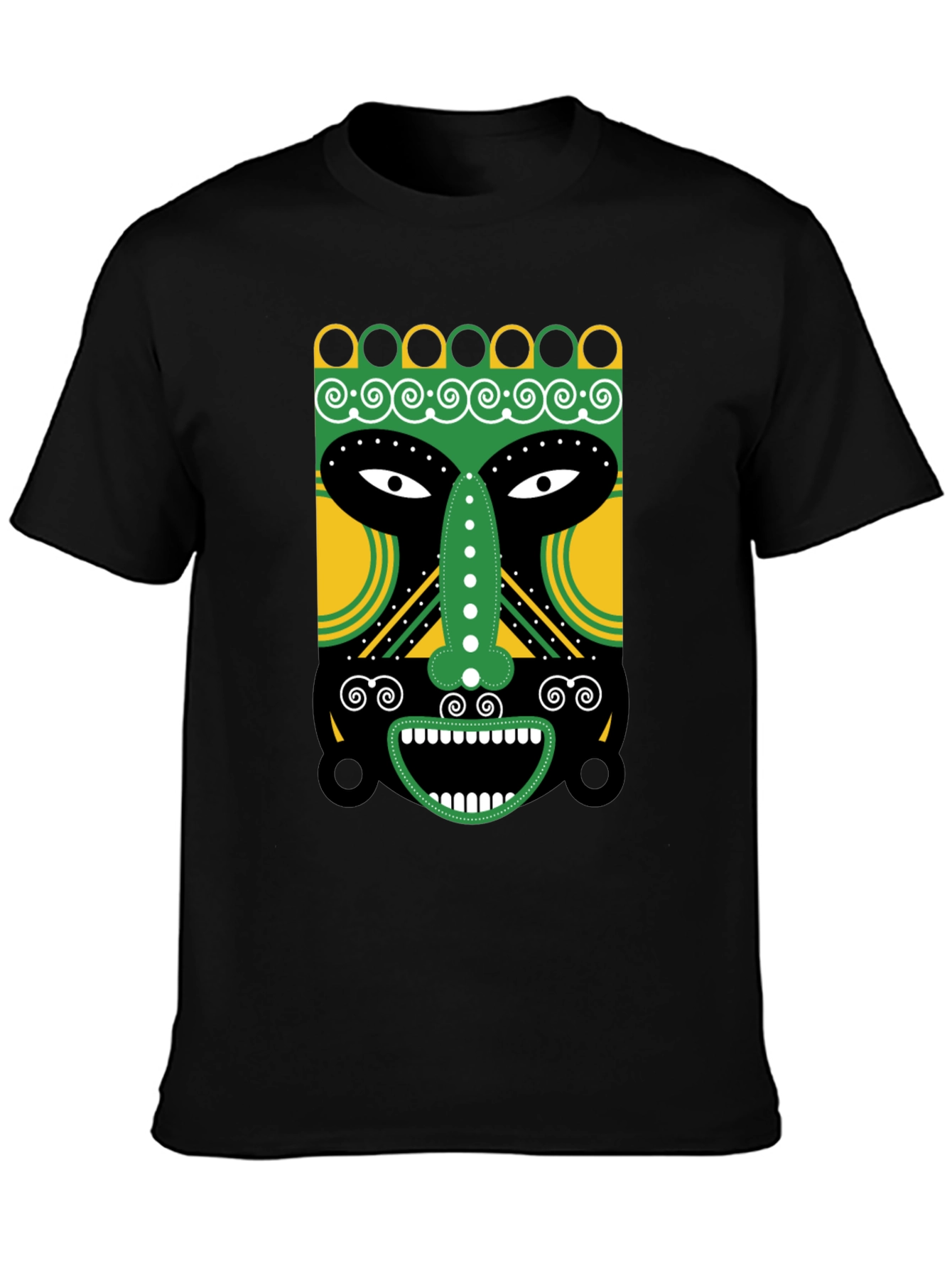 Tribal Mask Graphic Tee - Unique Design