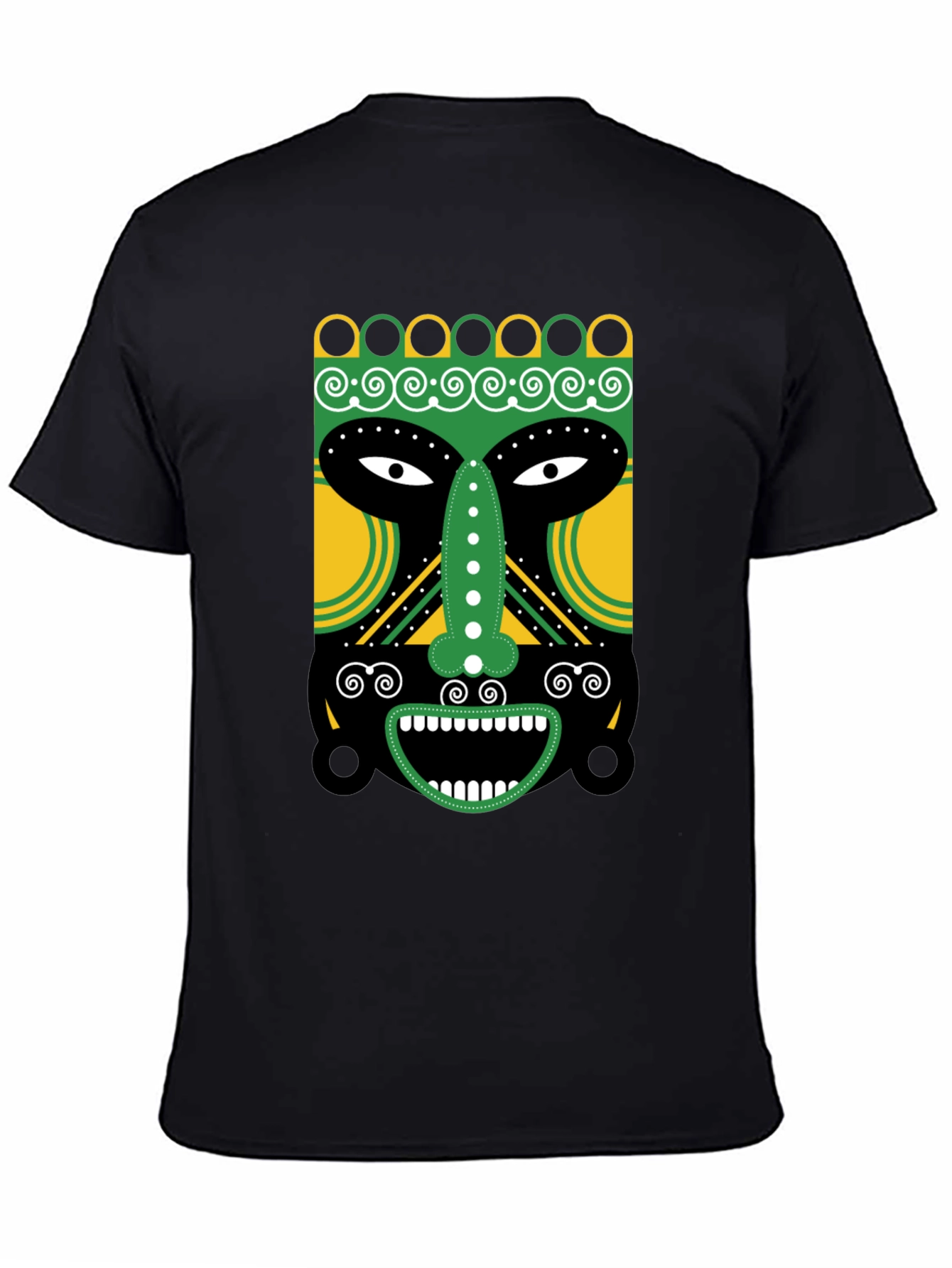 Tribal Mask Graphic Tee - Unique Design
