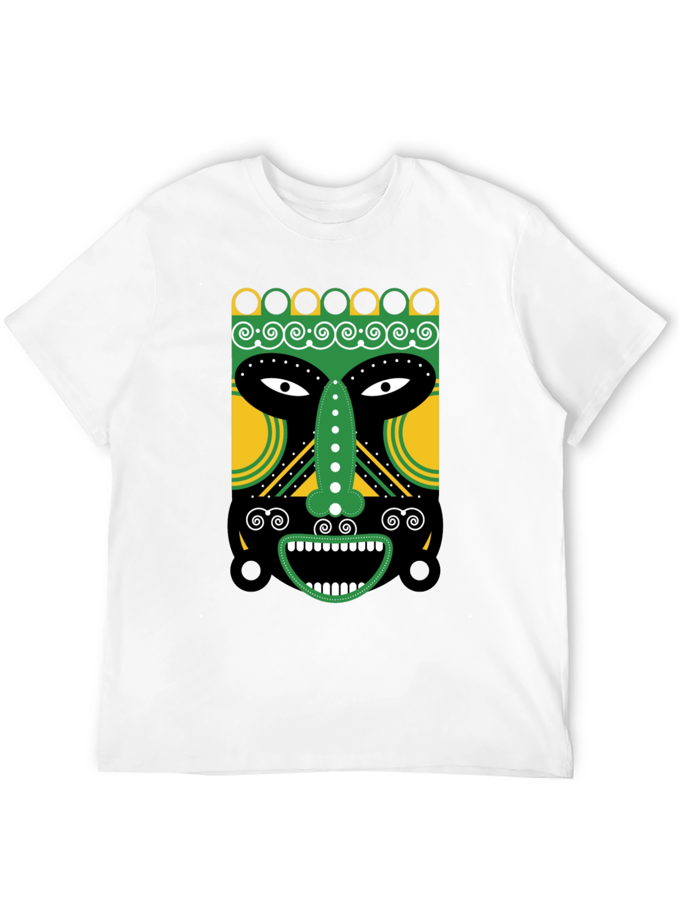 Tribal Mask Graphic Tee - Unique Design
