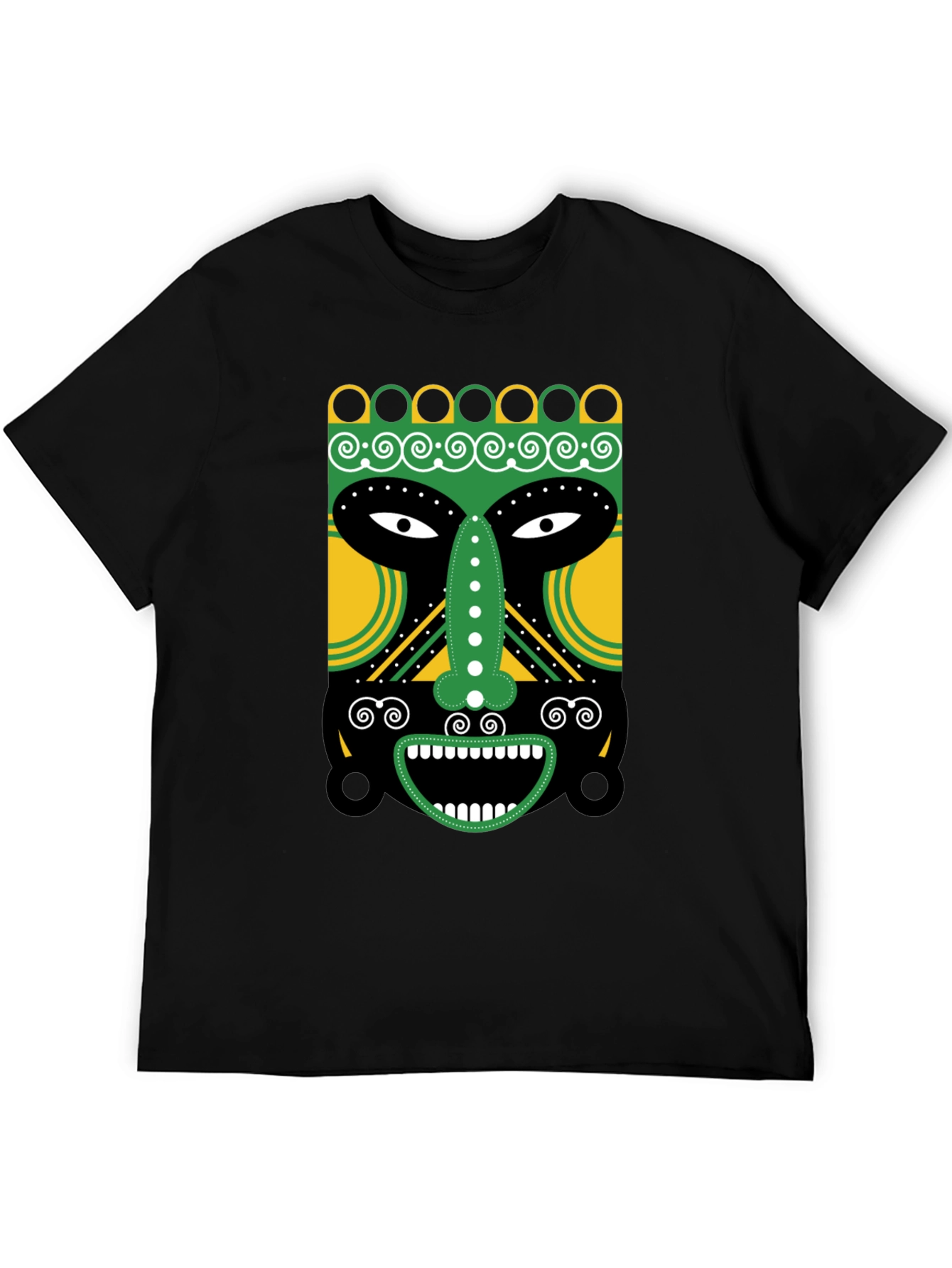 Tribal Mask Graphic Tee - Unique Design