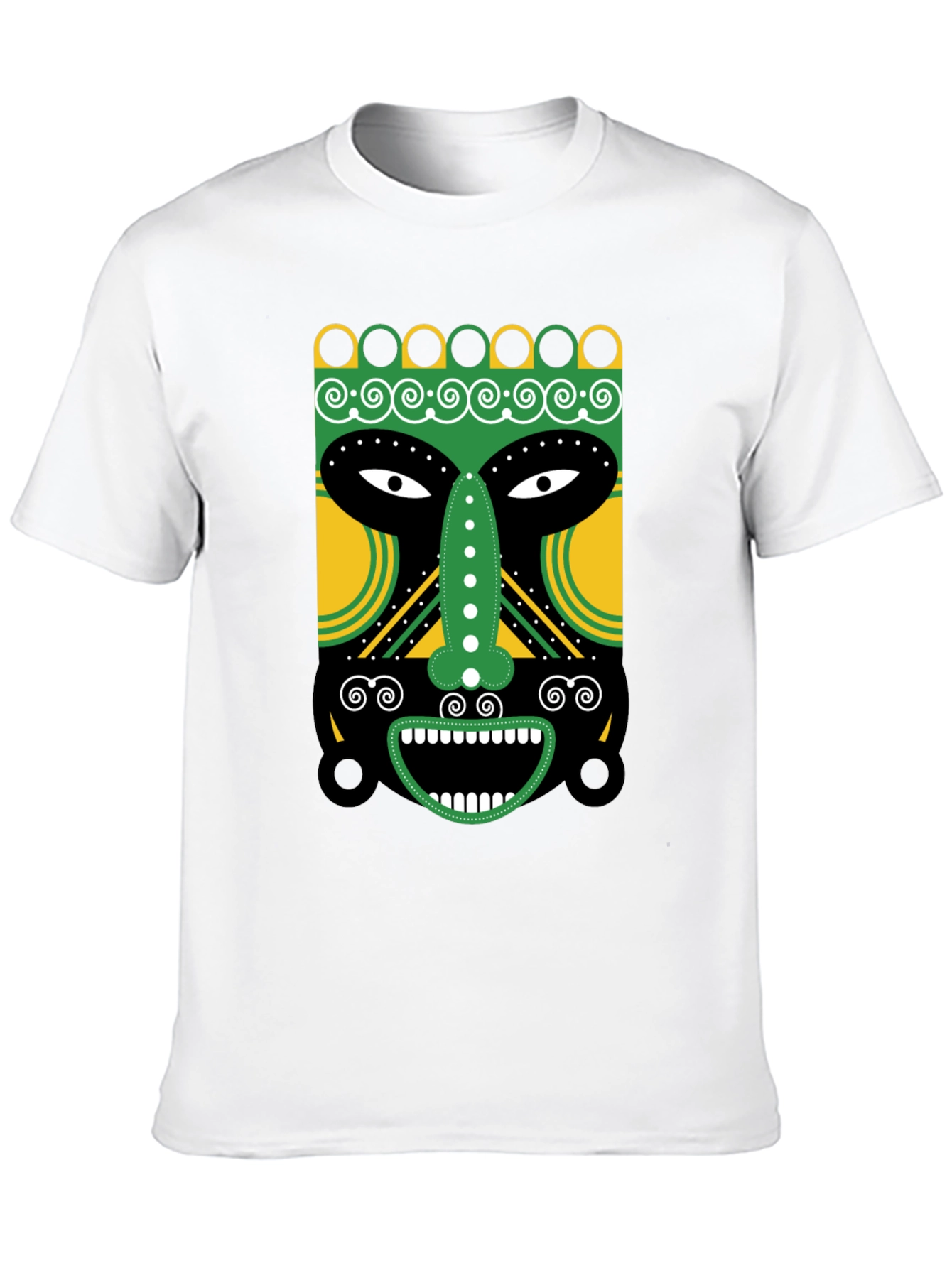 Tribal Mask Graphic Tee - Unique Design