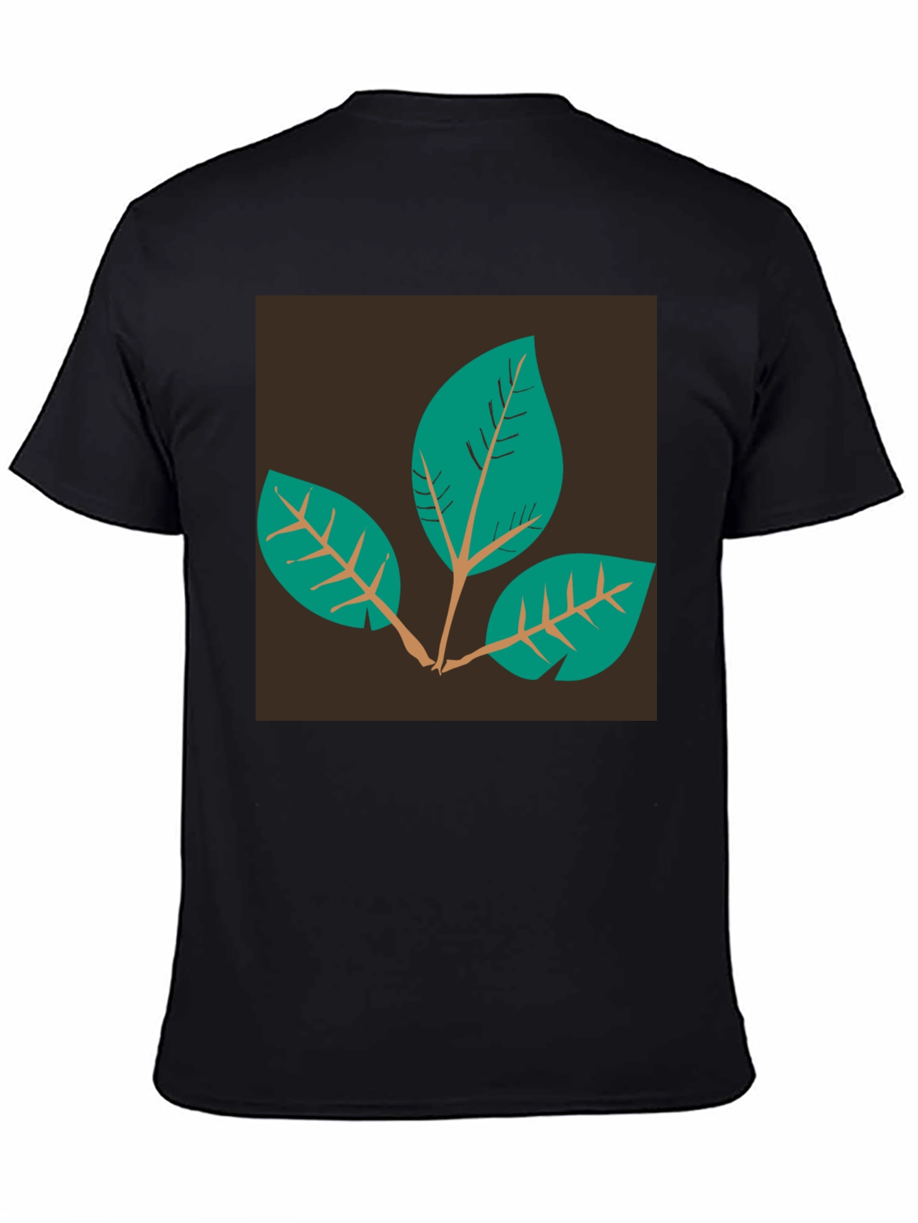 Leaf Motif Black T-Shirt