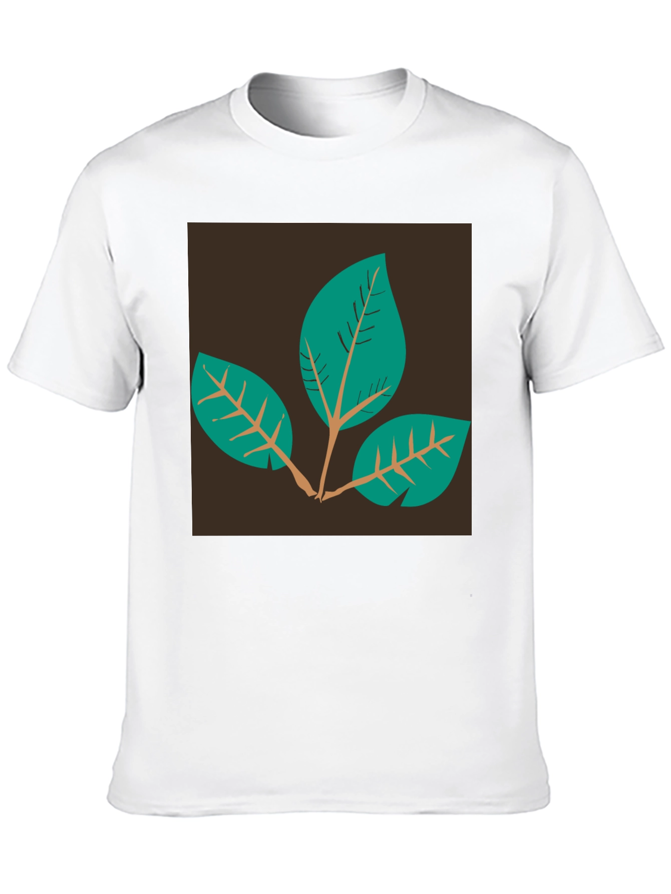 Leaf Motif Black T-Shirt