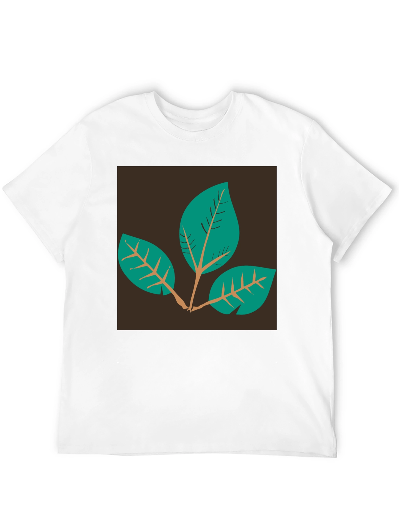 Leaf Motif Black T-Shirt