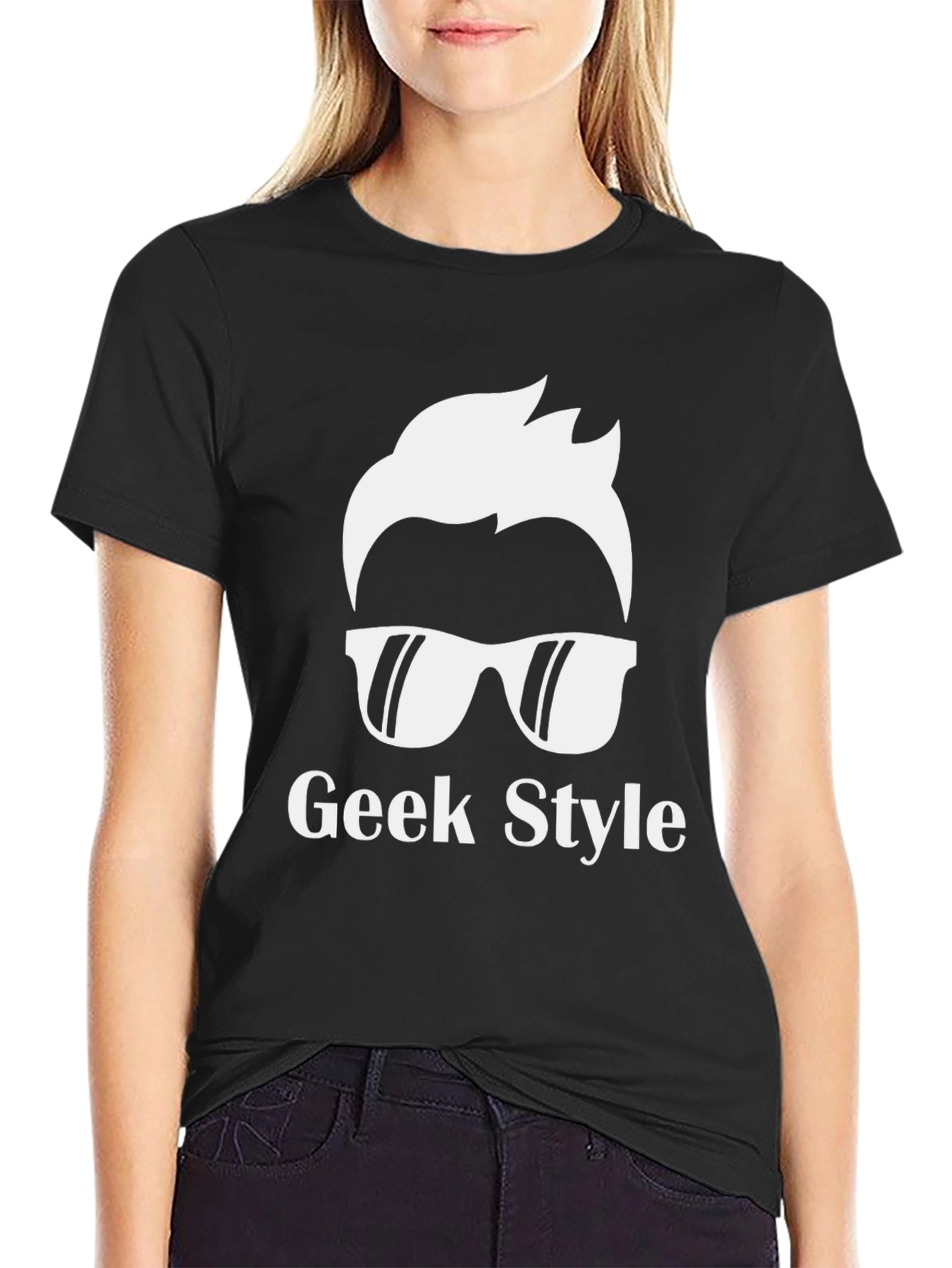 Geek Style Graphic Tee - Black Casual T-Shirt
