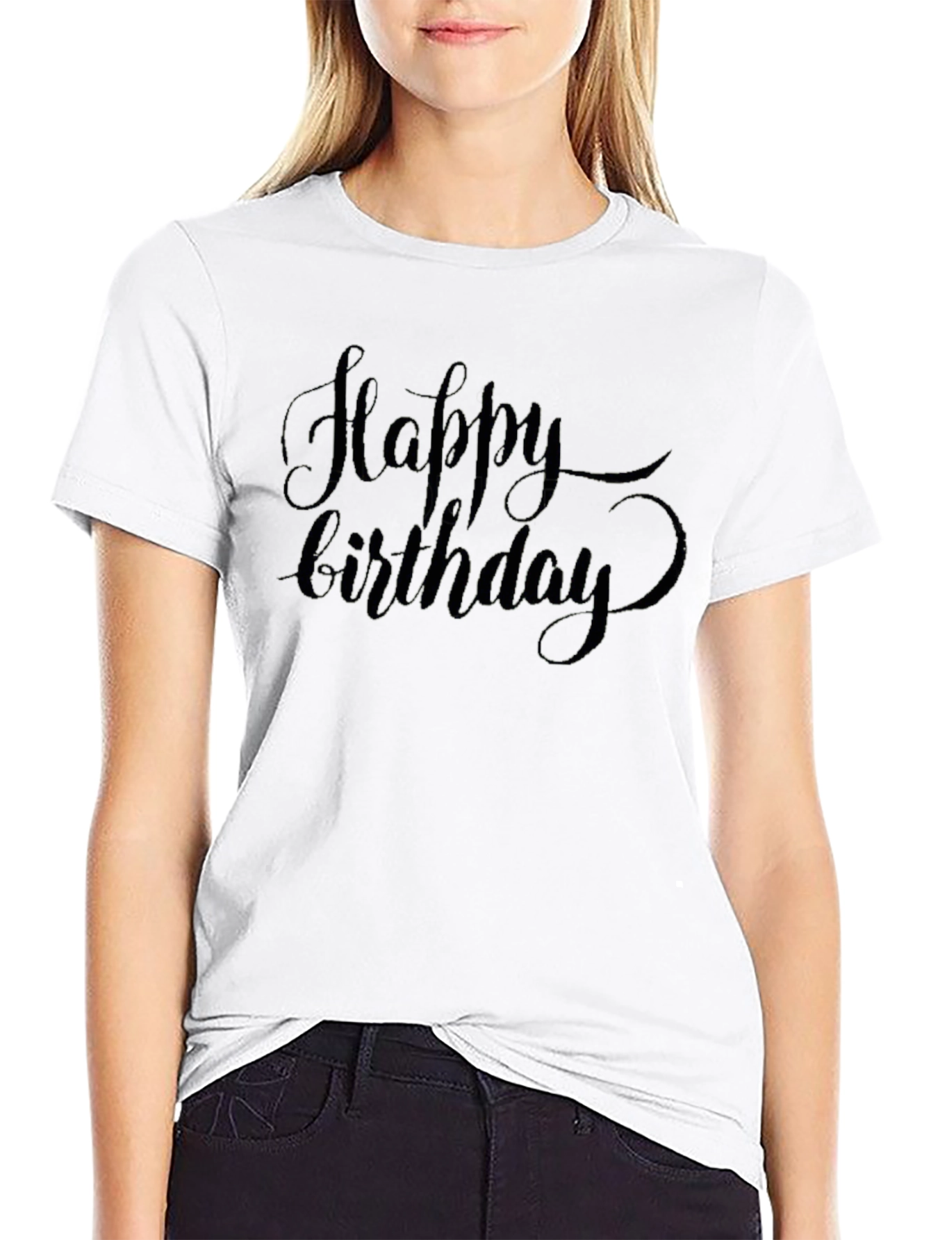 Happy Birthday Black Graphic T-Shirt