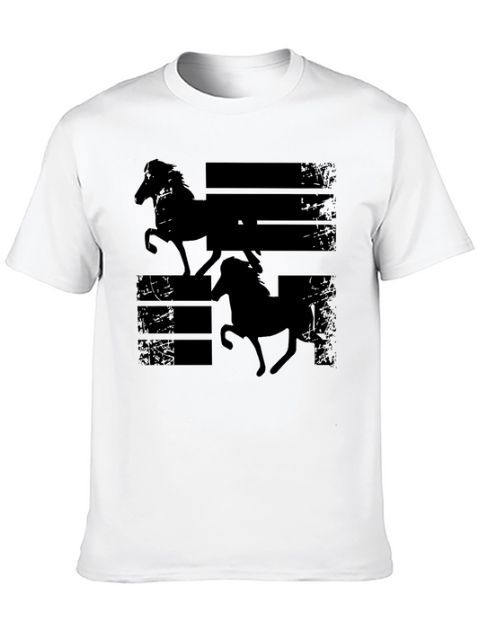 Black Horse Silhouette Graphic Tee - Mens Stylish Casual Shirt
