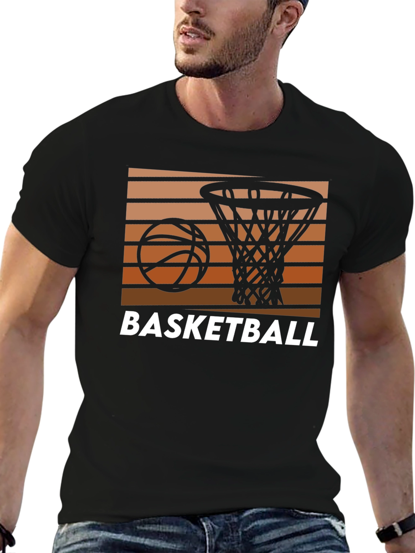 Basketball Graphic Tee - Retro Style Cotton Shirt