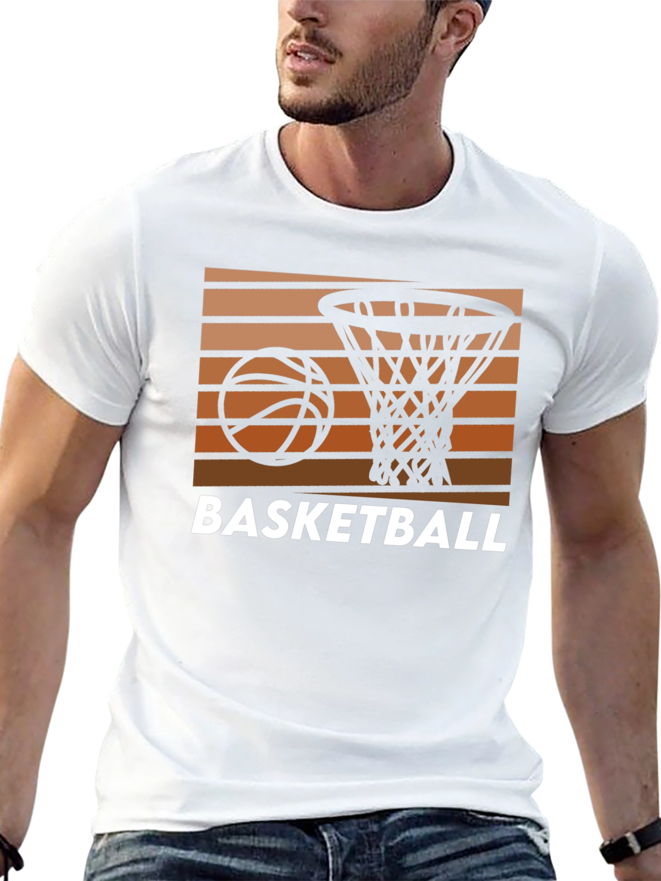 Basketball Graphic Tee - Retro Style Cotton Shirt