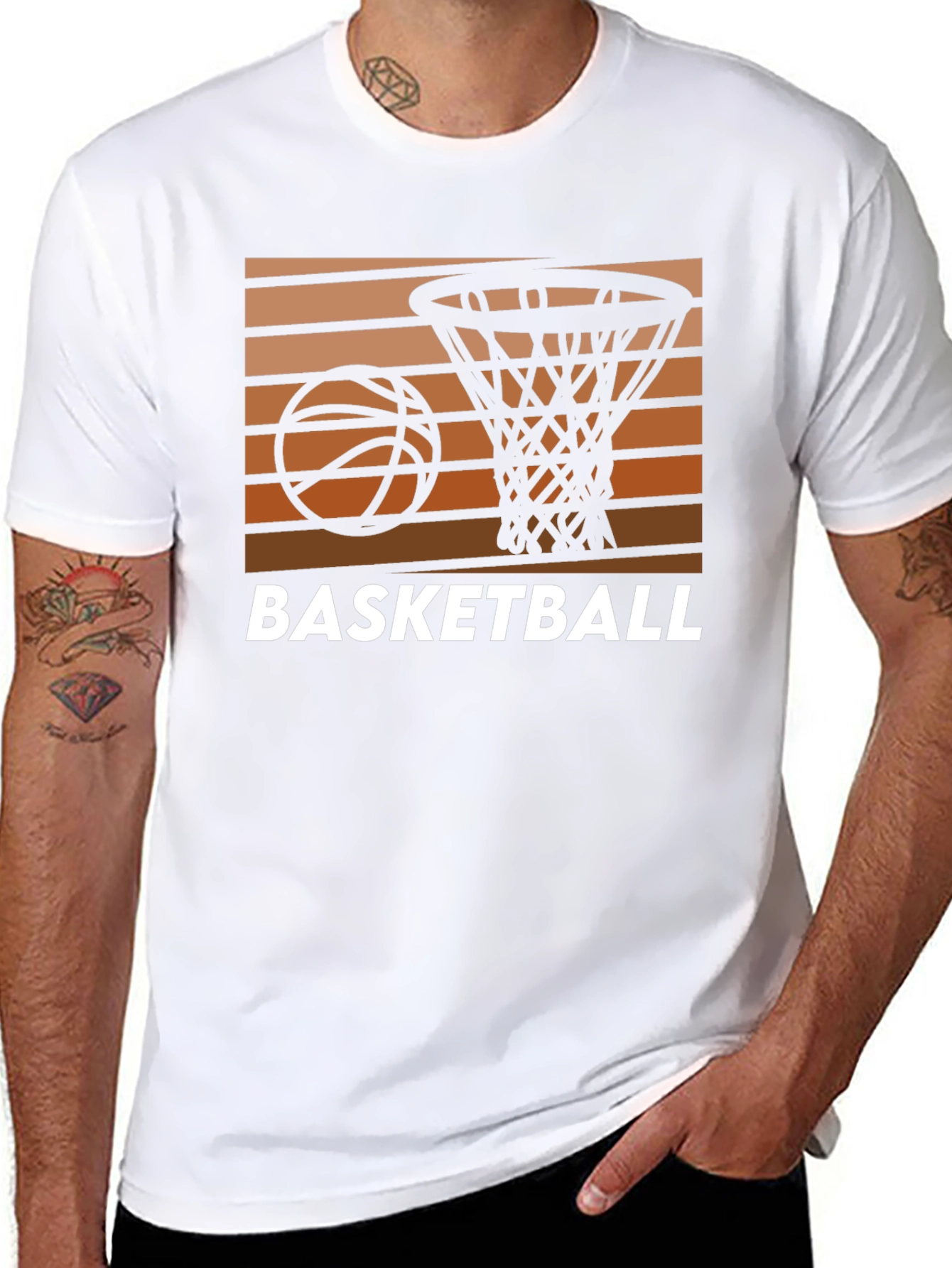 Basketball Graphic Tee - Retro Style Cotton Shirt