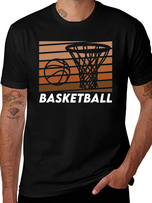 Basketball Graphic Tee - Retro Style Cotton Shirt