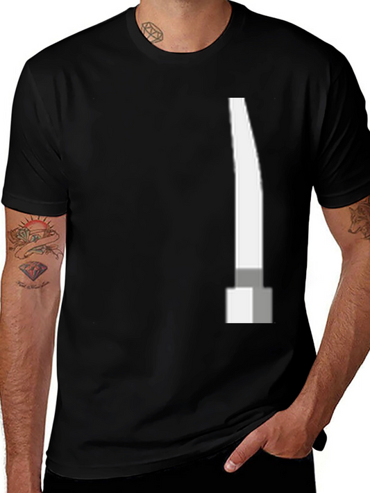 Modern Black T-Shirt with Abstract White Blade Graphic