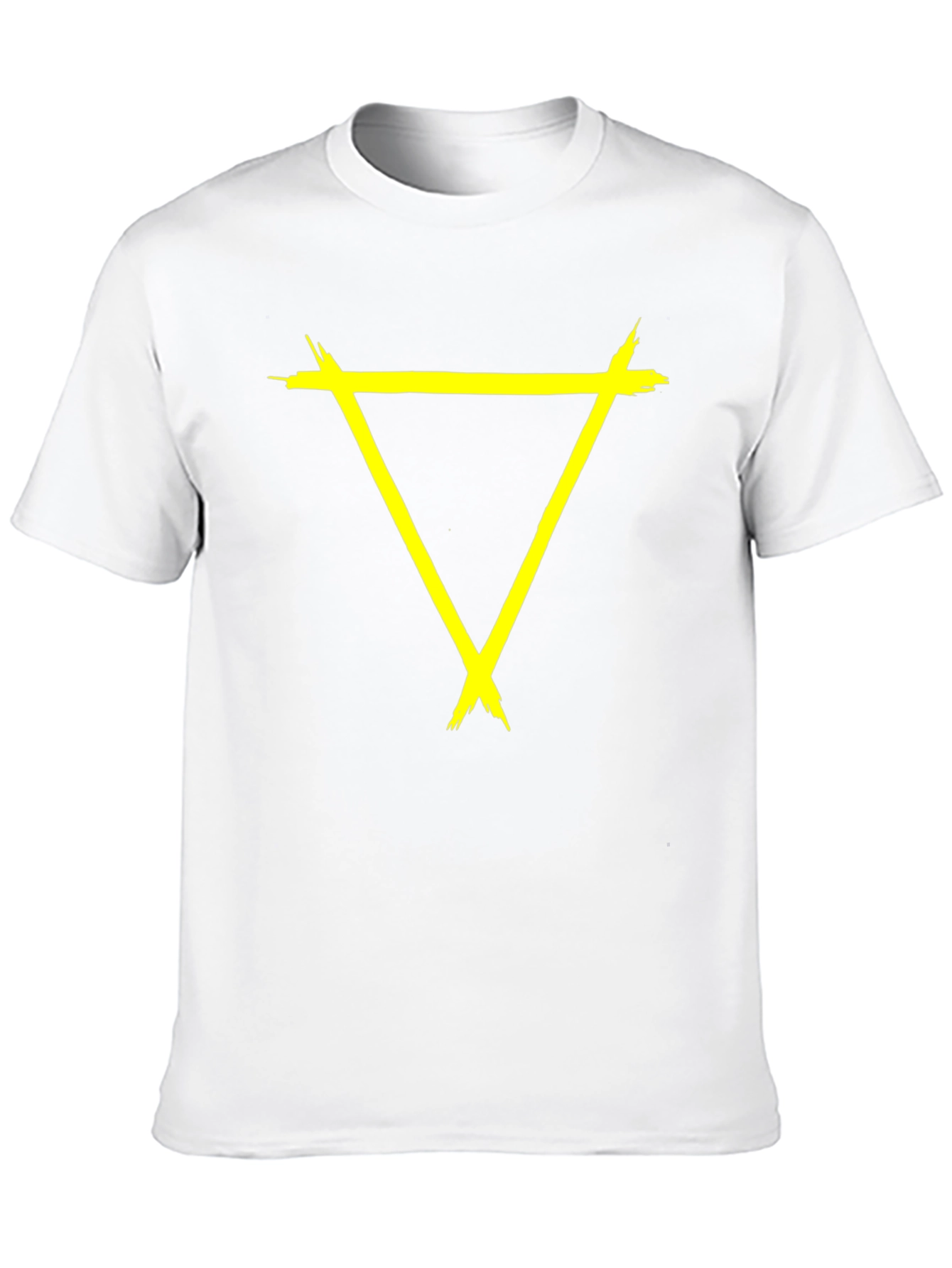 Edgy Yellow Triangle Graphic Black T-Shirt