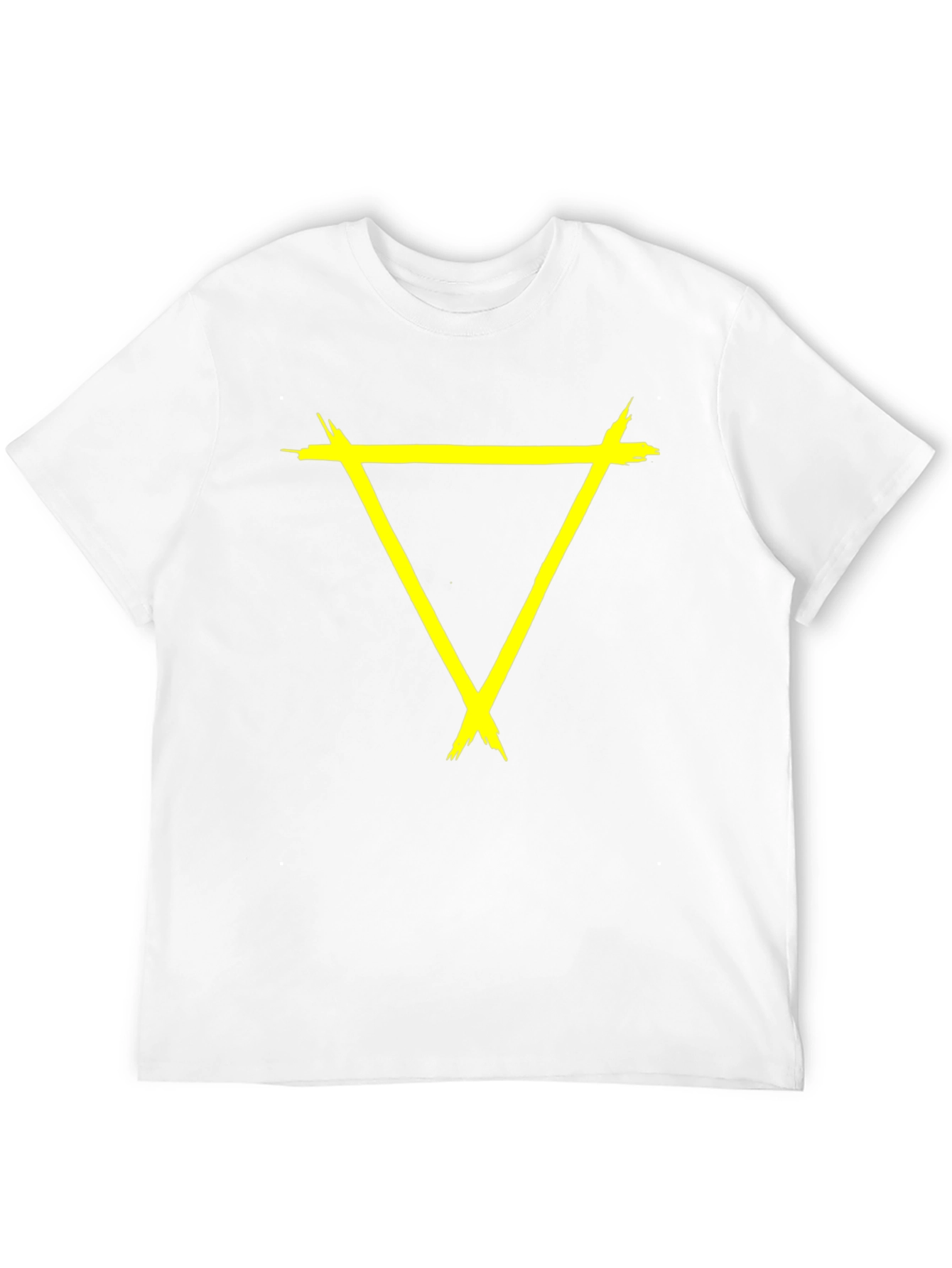 Edgy Yellow Triangle Graphic Black T-Shirt