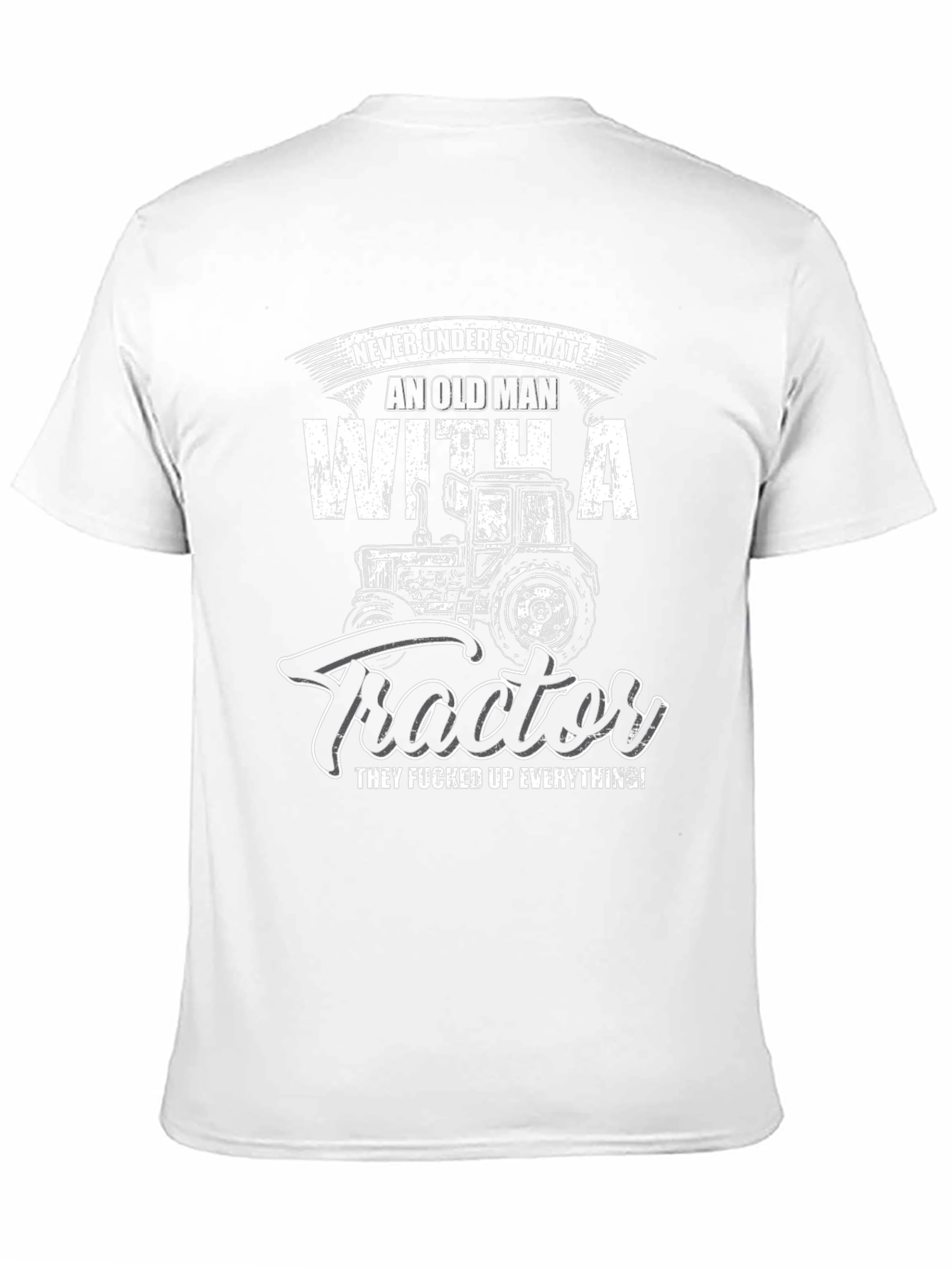 Old Man with Tractor Graphic T-Shirt