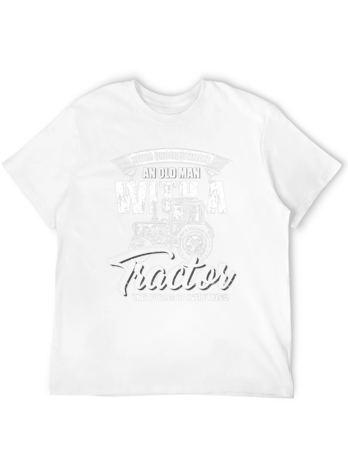 Old Man with Tractor Graphic T-Shirt