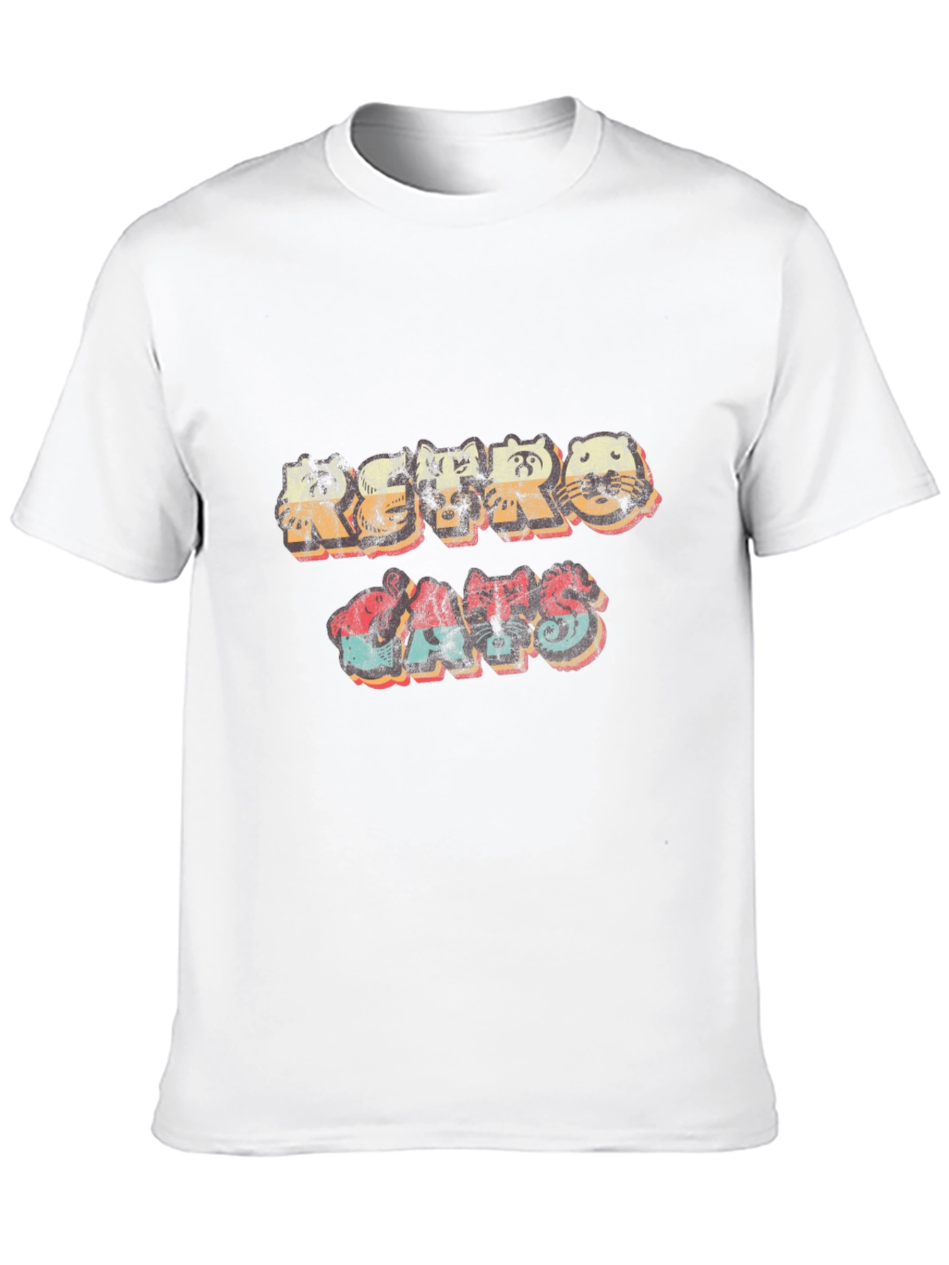 Retro Animal Graphic Print Black T-Shirt
