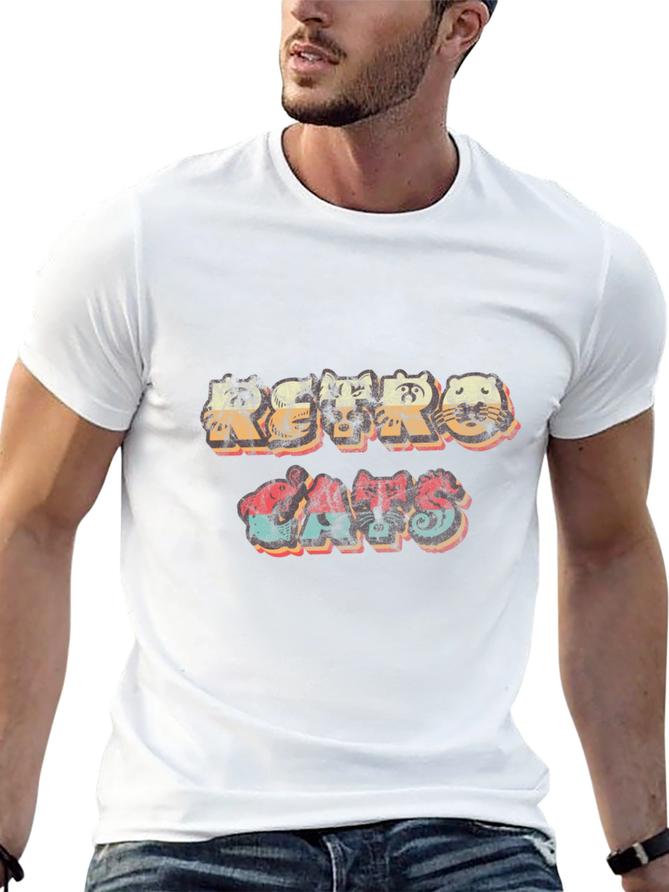 Retro Animal Graphic Print Black T-Shirt
