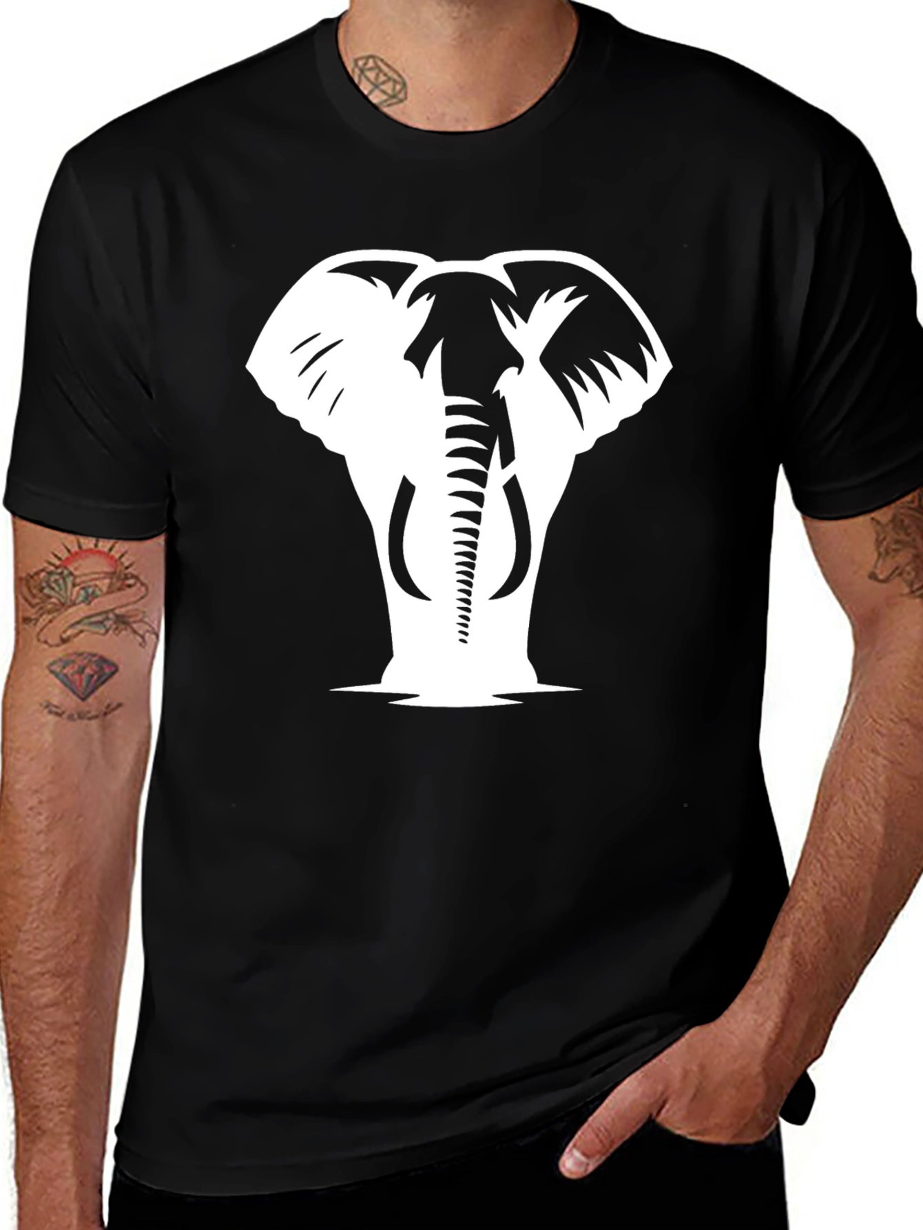 Elephant Graphic Tee - Stylish Black Cotton T-Shirt